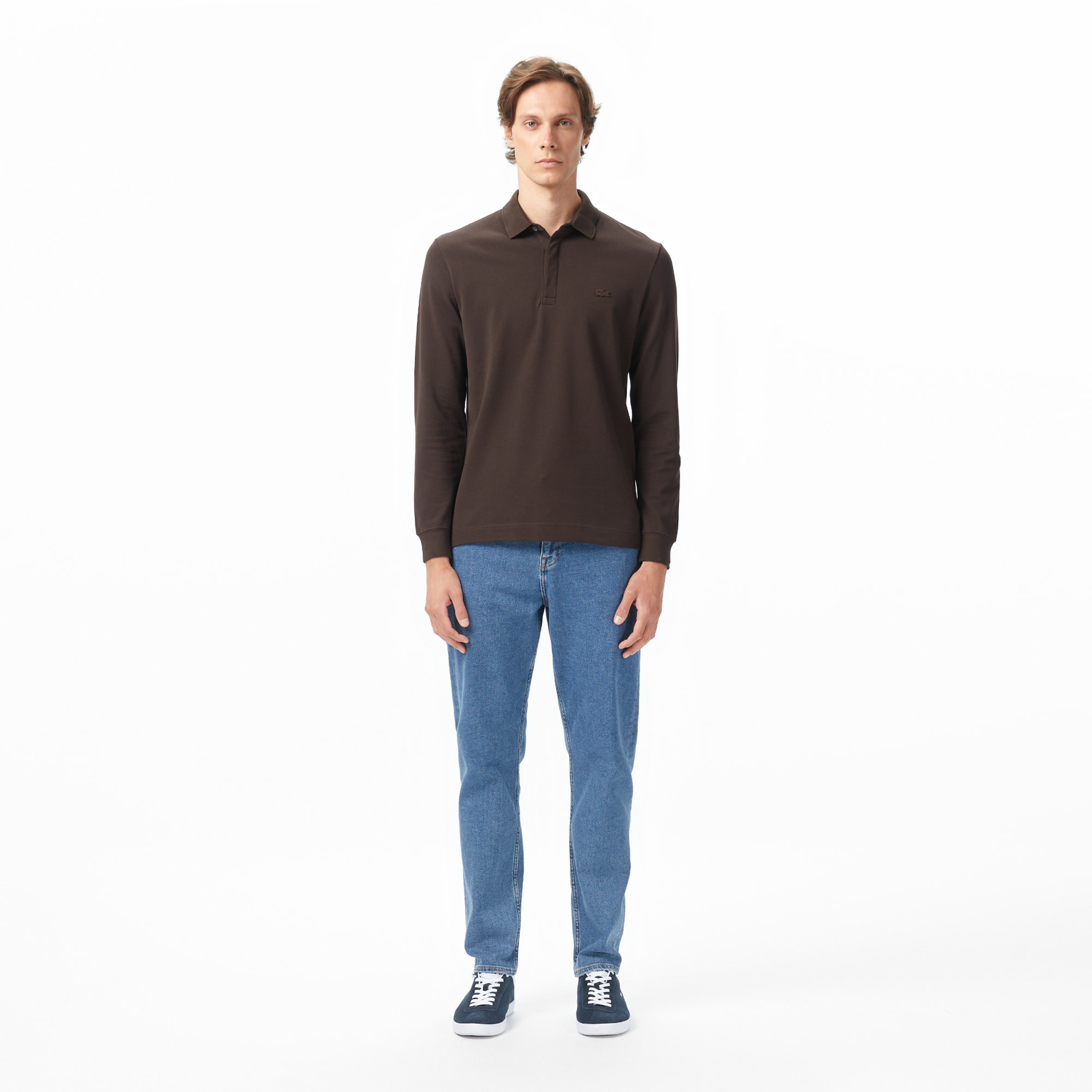 Lacoste Erkek Regular Fit Uzun Kollu Kahverengi Polo