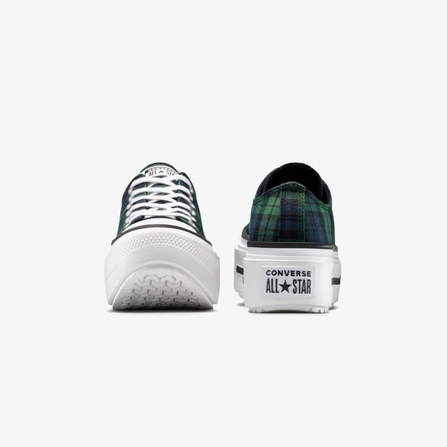 Converse Chuck Taylor All Star Lift Double Stack Plaid Kadın Yeşil Sneaker - Görsel 4