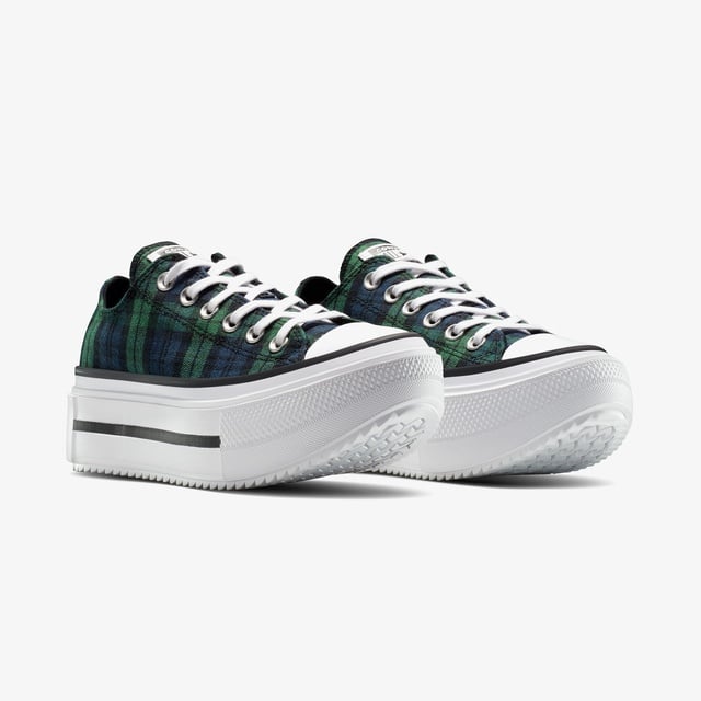 Converse Chuck Taylor All Star Lift Double Stack Plaid Kadın Yeşil Sneaker - Görsel 3