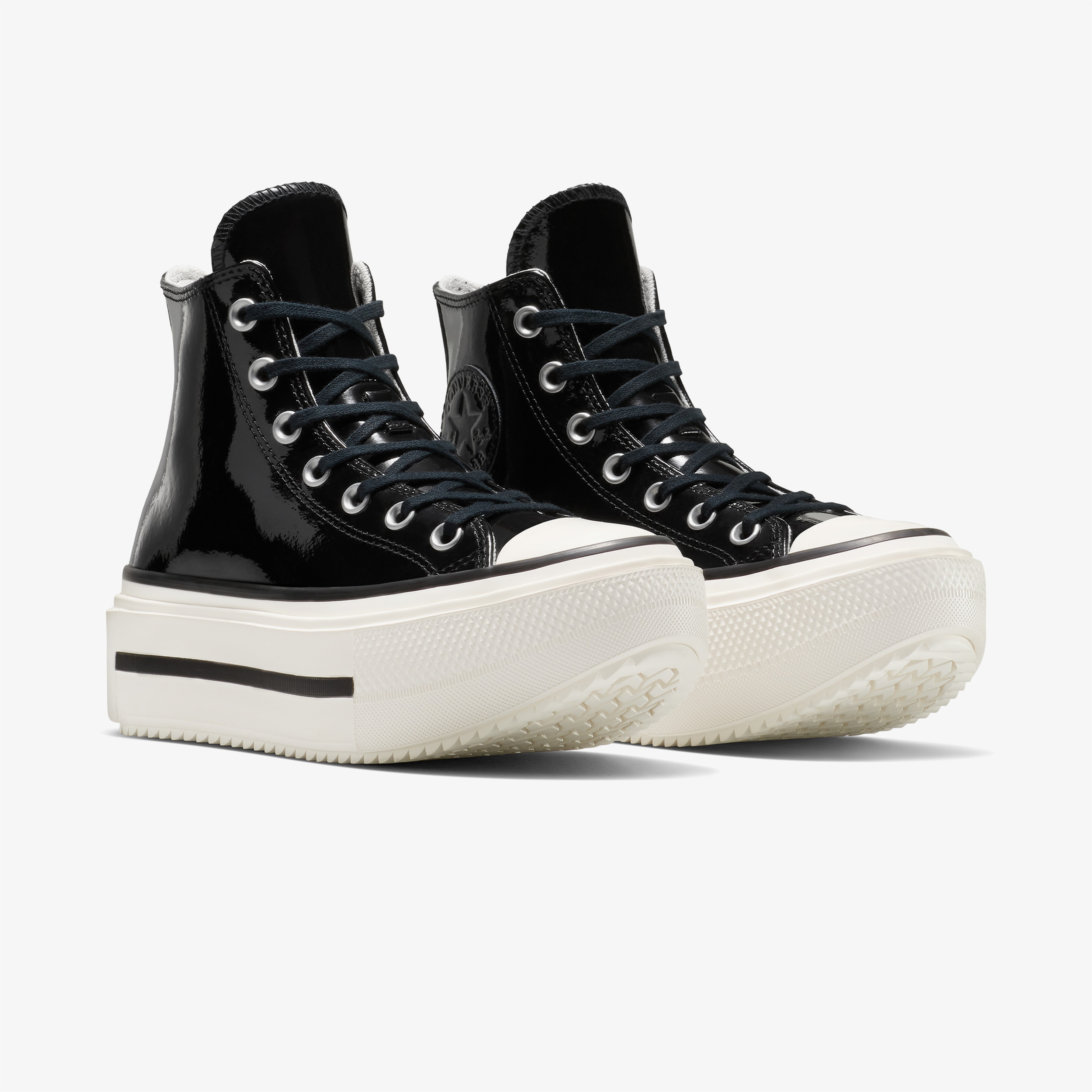 Converse Chuck Taylor All Star Lift Double Stack Platform Deri Kadın Siyah Sneaker