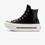 Converse Chuck Taylor All Star Lift Double Stack Platform Deri Kadın Siyah Sneaker