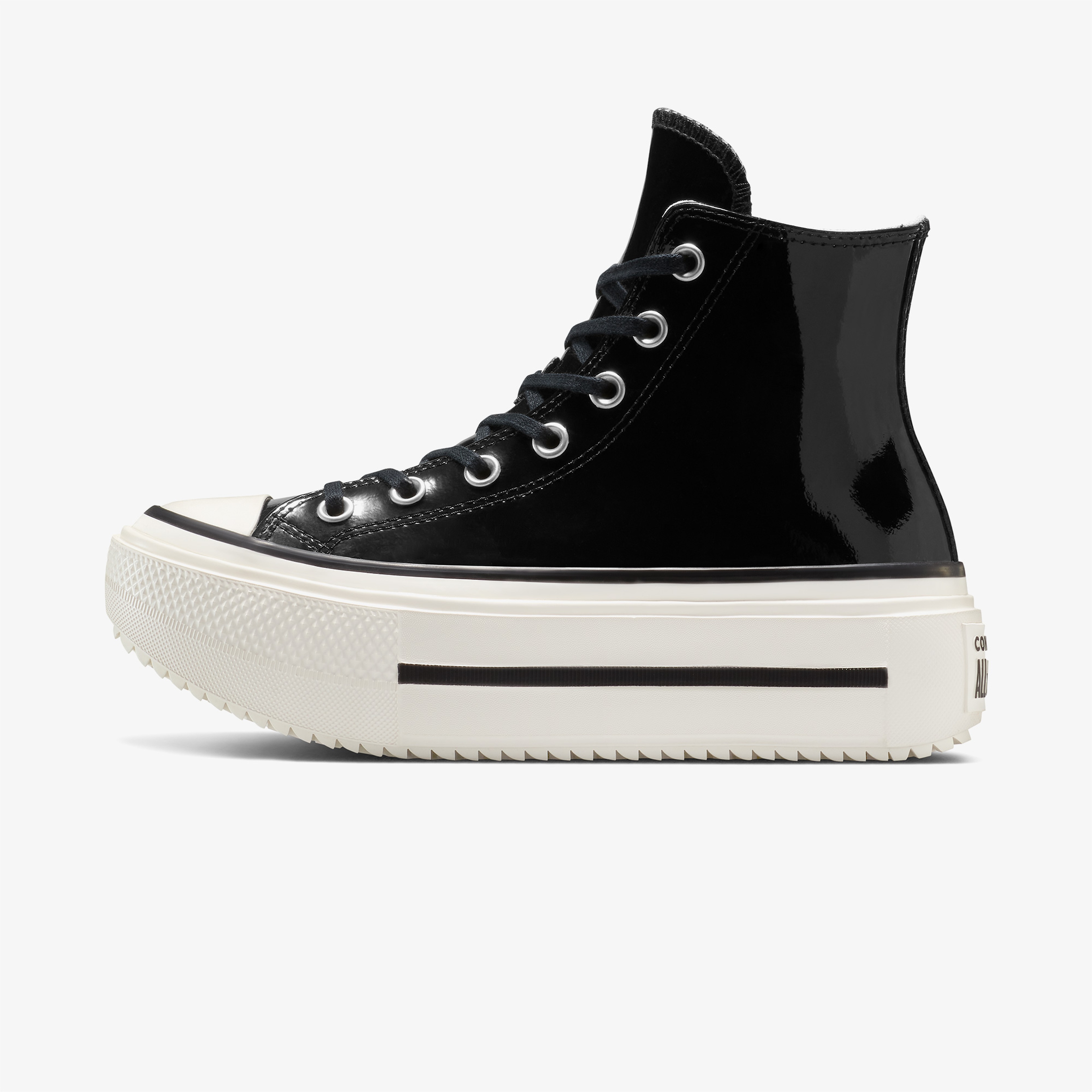 Converse Chuck Taylor All Star Lift Double Stack Platform Deri Kadın Siyah Sneaker