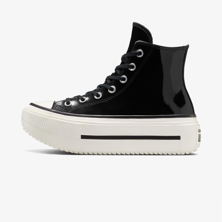 Converse Chuck Taylor All Star Lift Double Stack Platform Deri Kadın Siyah Sneaker