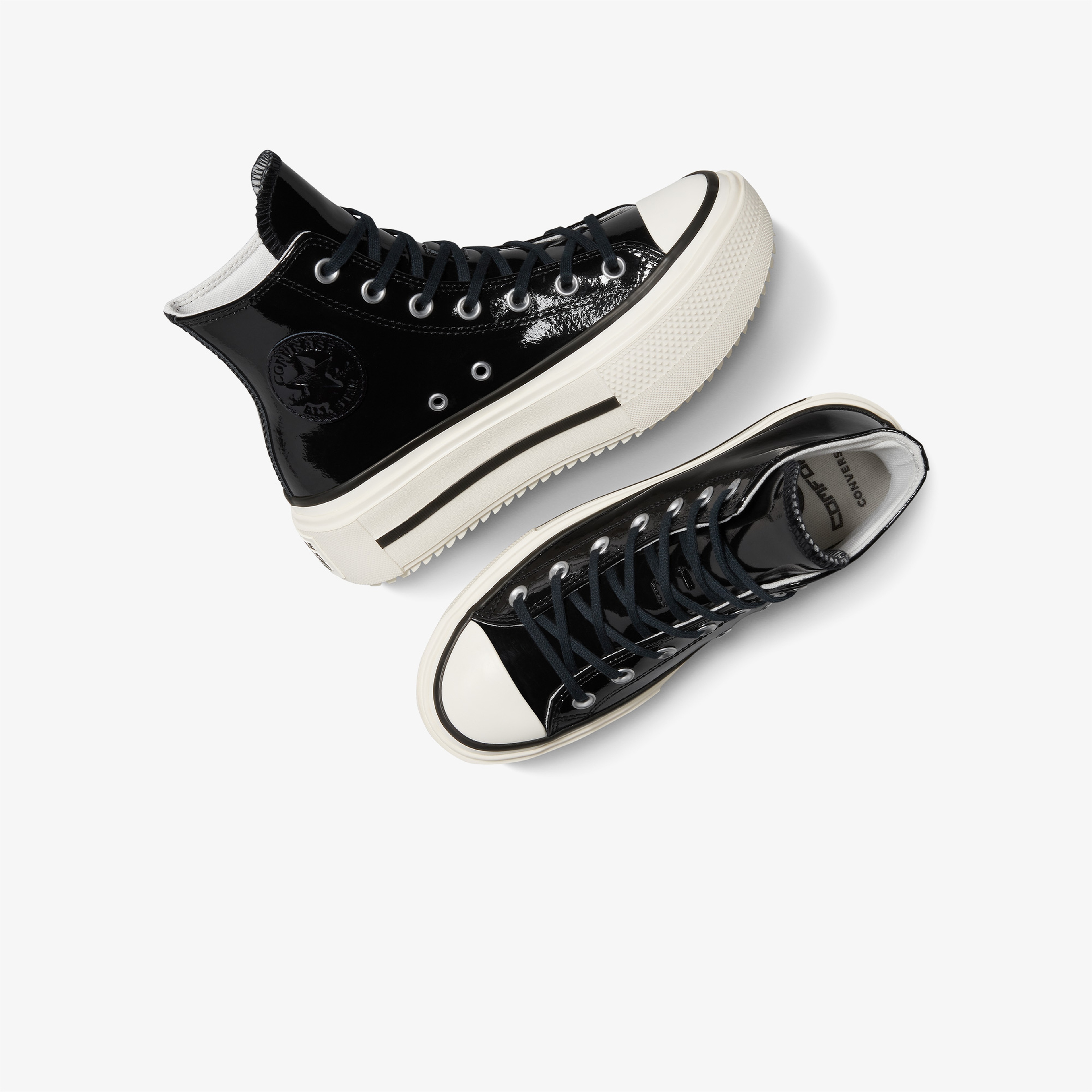 Converse Chuck Taylor All Star Lift Double Stack Platform Deri Kadın Siyah Sneaker