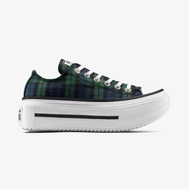 Converse Chuck Taylor All Star Lift Double Stack Plaid Kadın Yeşil Sneaker - Görsel 2