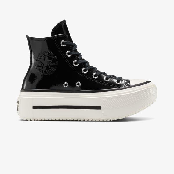 Converse Chuck Taylor All Star Lift Double Stack Platform Deri Kadın Siyah Sneaker