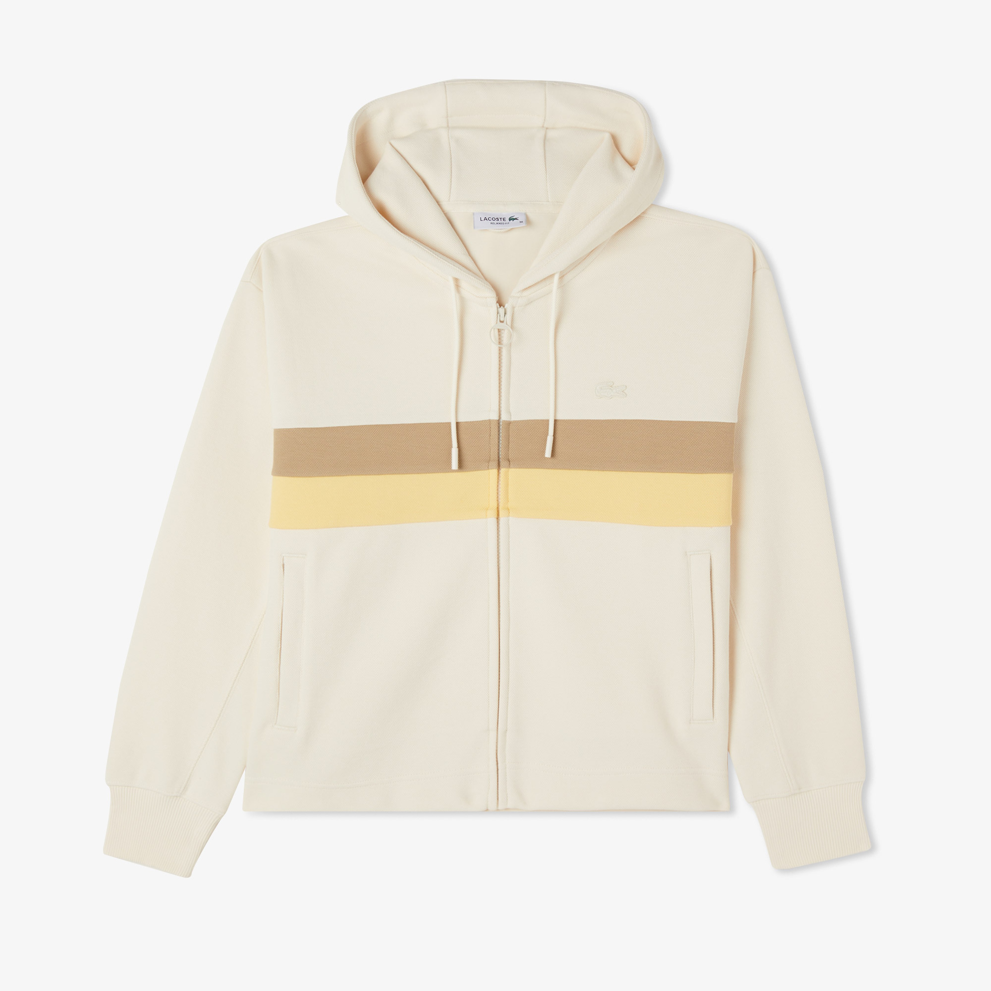 Kadın Relaxed Fit Kapüşonlu Renk Bloklu Krem Sweatshirt