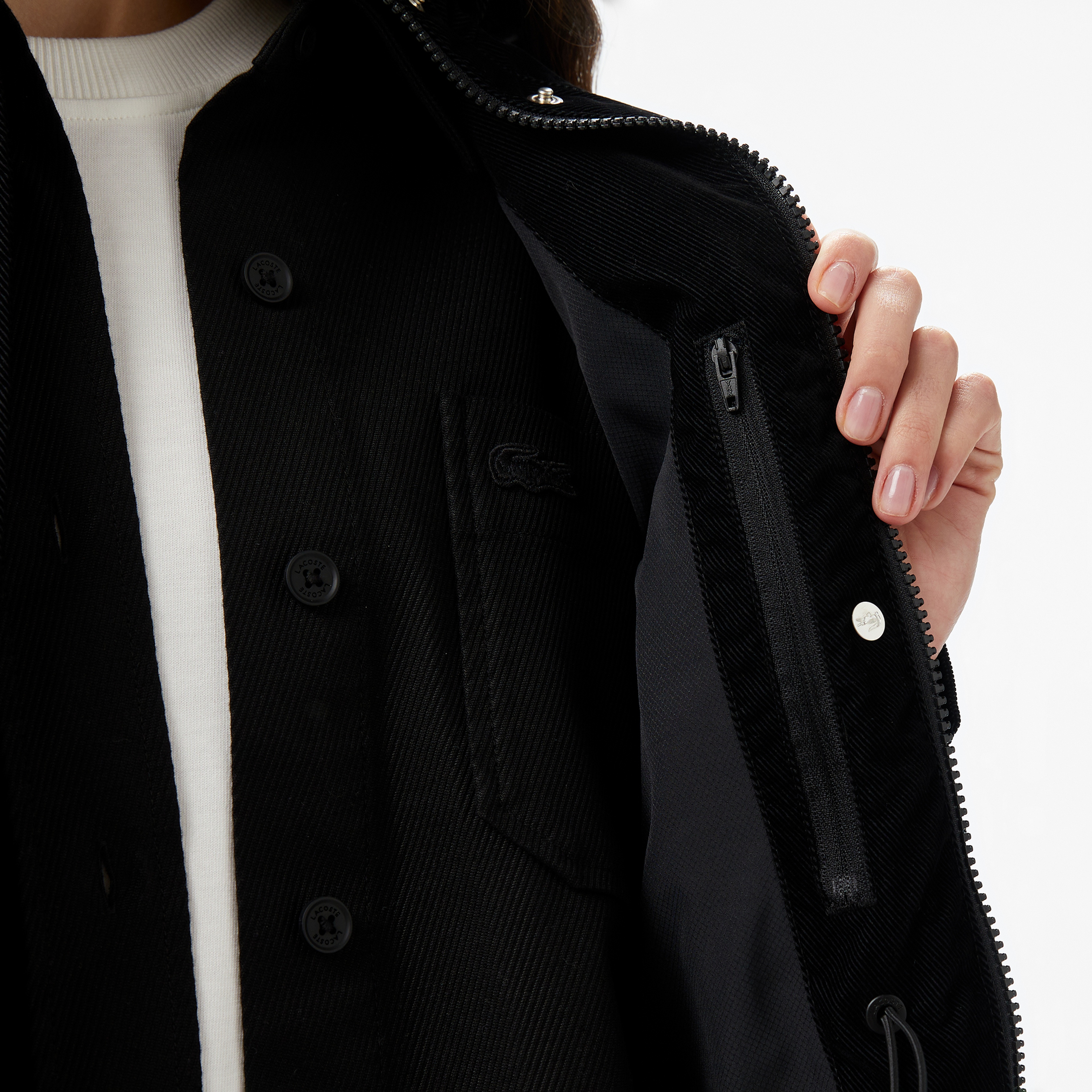 Lacoste Kadın Kapüşonlu Siyah Mont