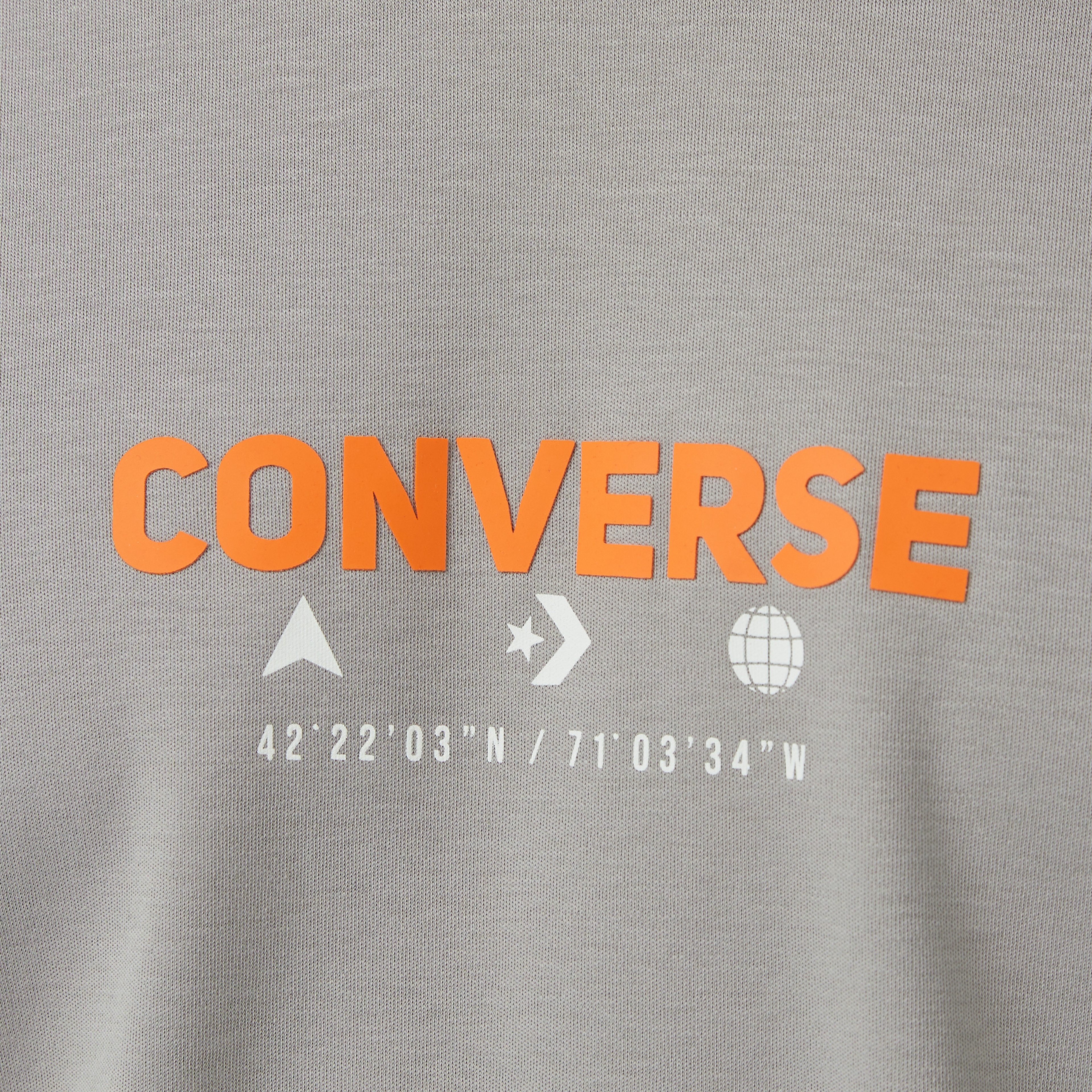 Converse Star Chevron Baskılı Erkek Oversize Fit Gri T-Shirt