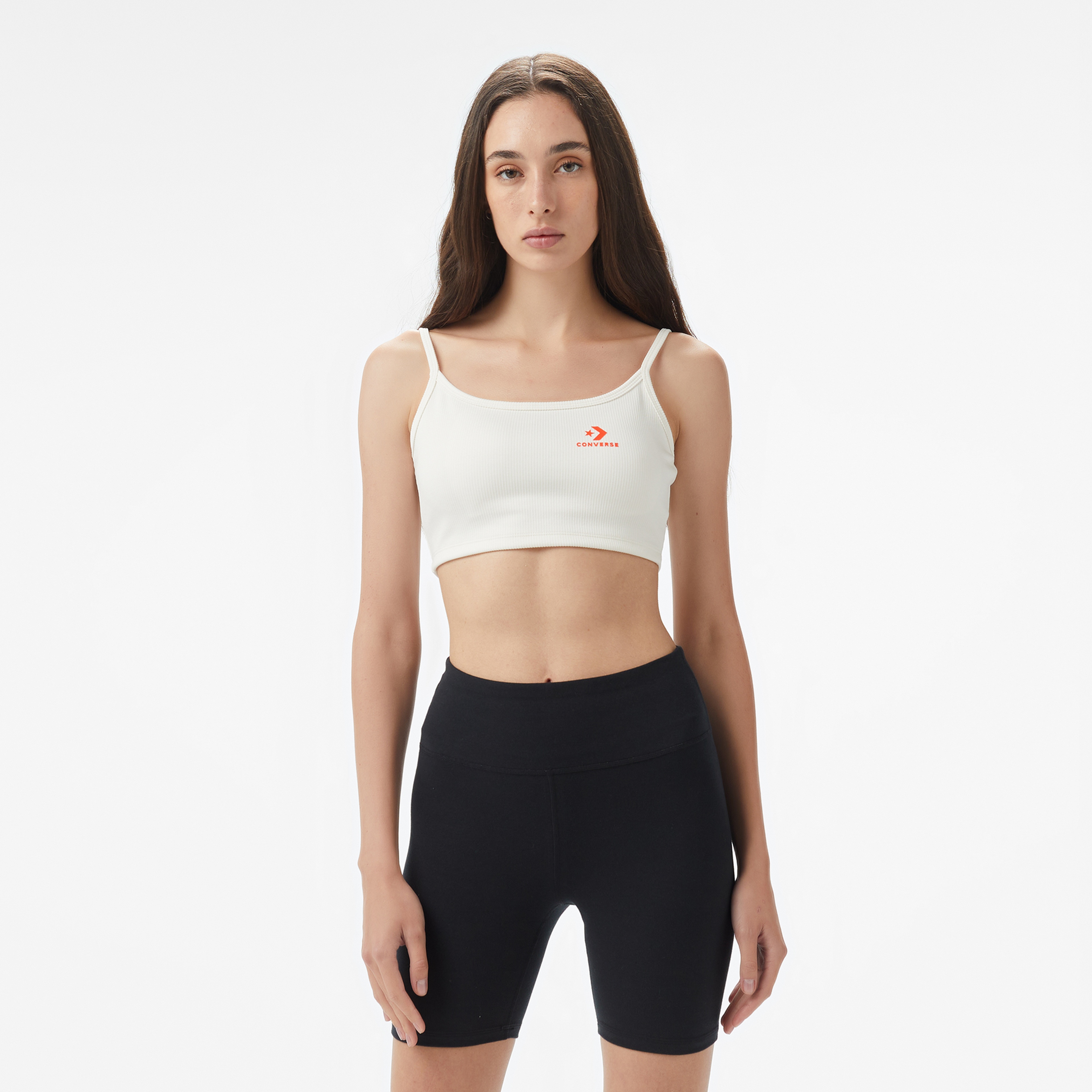 Converse Star Chevron Baskılı Kadın Krem T-Shirt