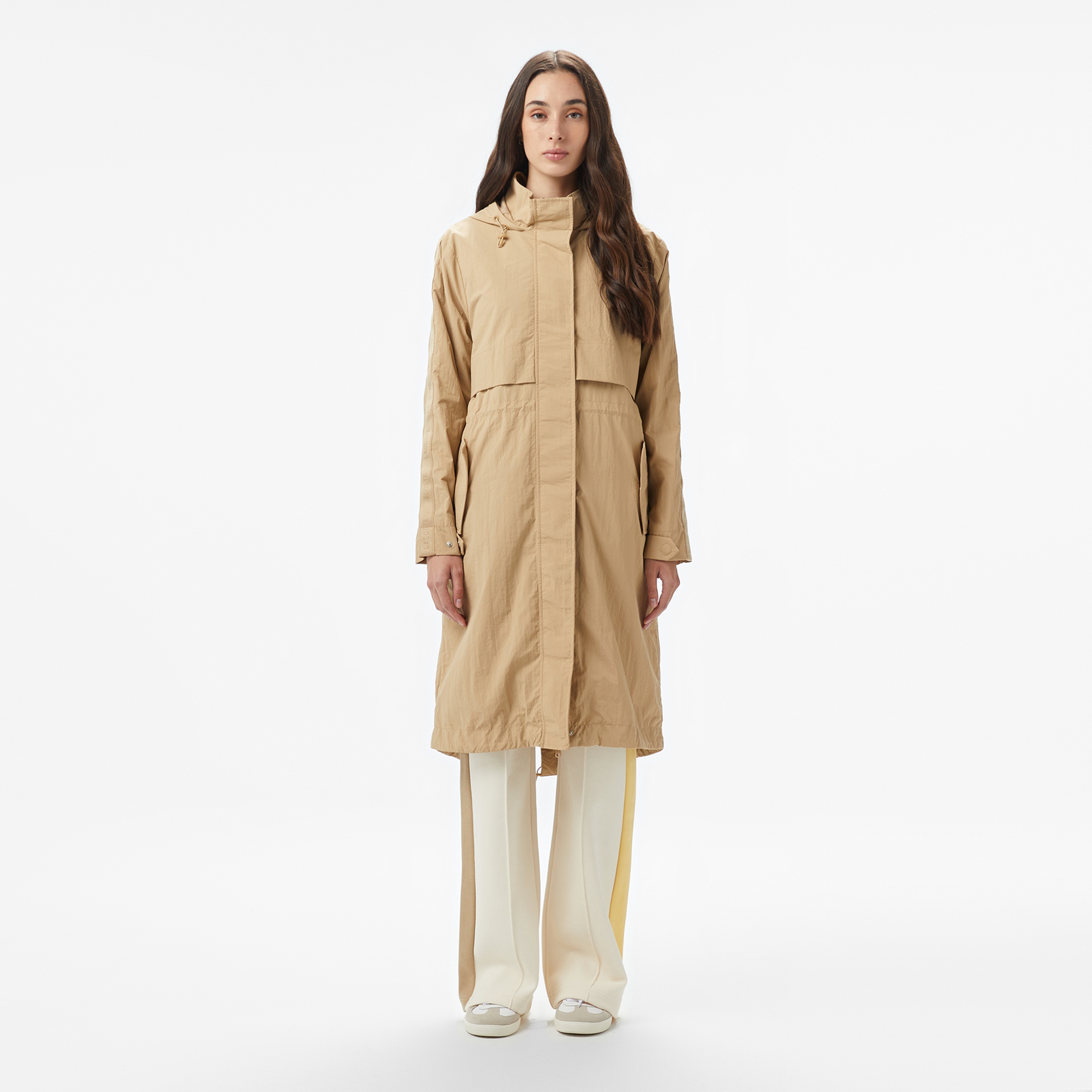 Kadın Kapüşonlu Bej Mont