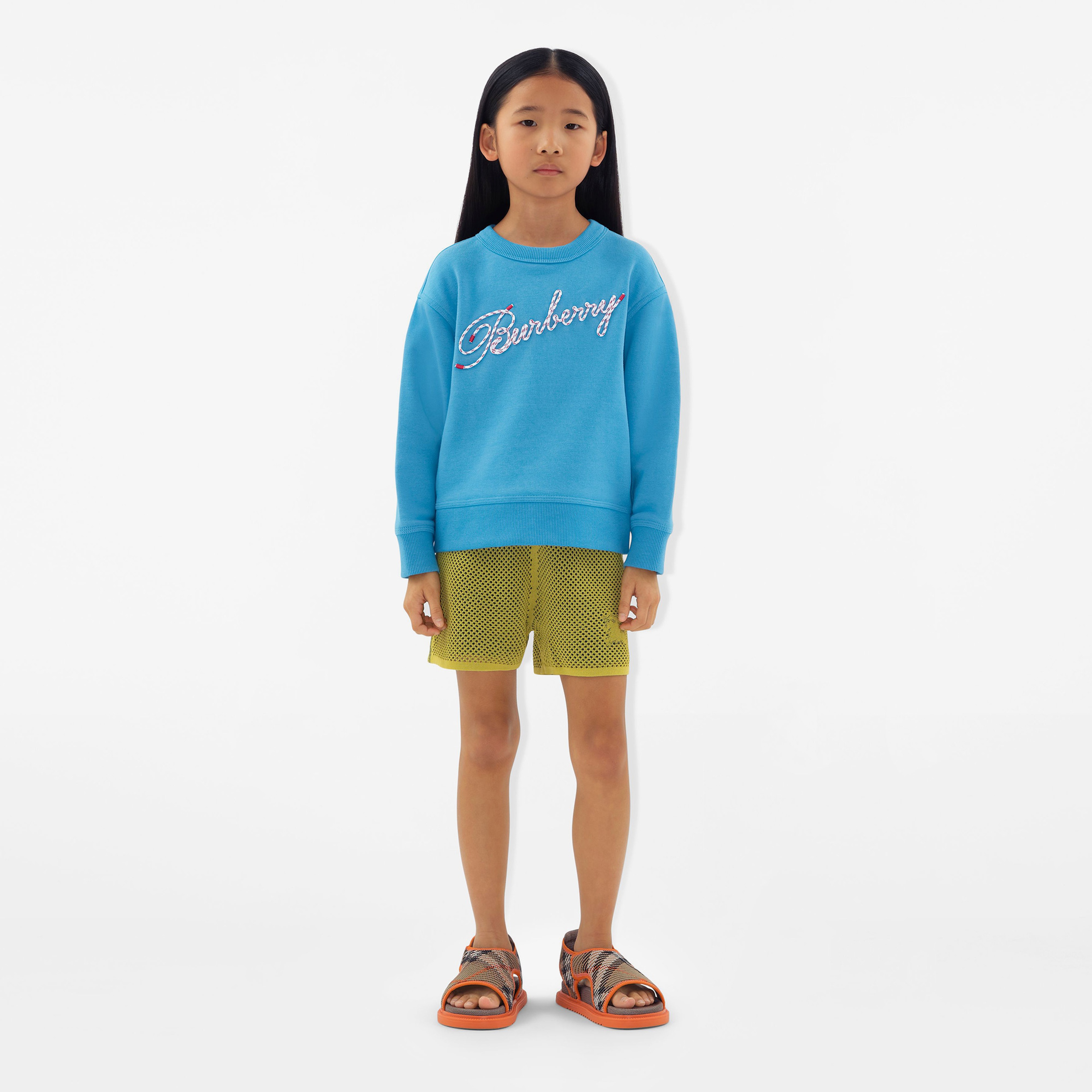 Burberry Mathew Rope Laces Logo Cotton Çocuk Mavi Sweatshirt