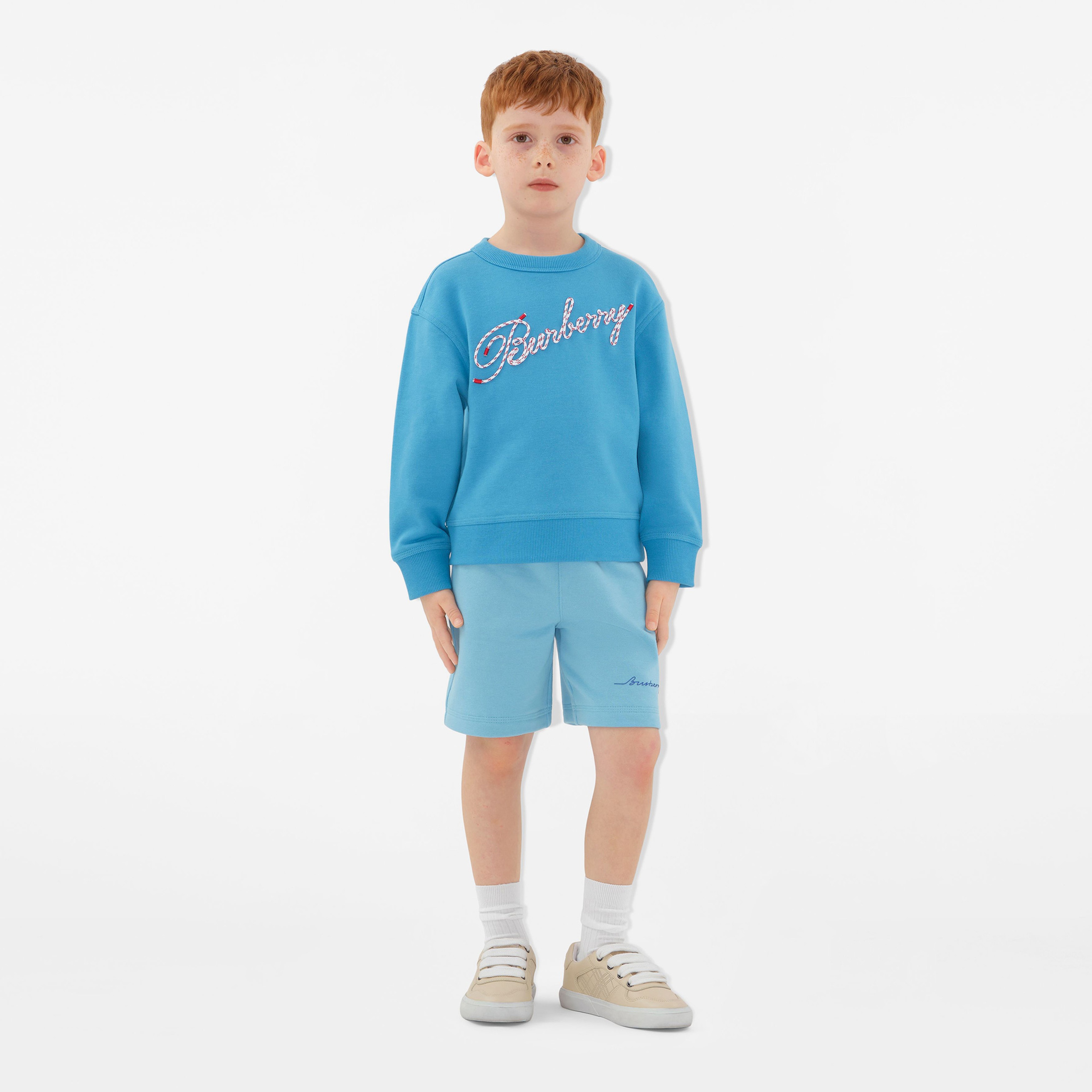 Burberry Mathew Rope Laces Logo Cotton Çocuk Mavi Sweatshirt