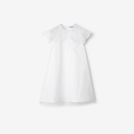 Burberry Shelly Tulle Collar Cotton Çocuk Beyaz Elbise