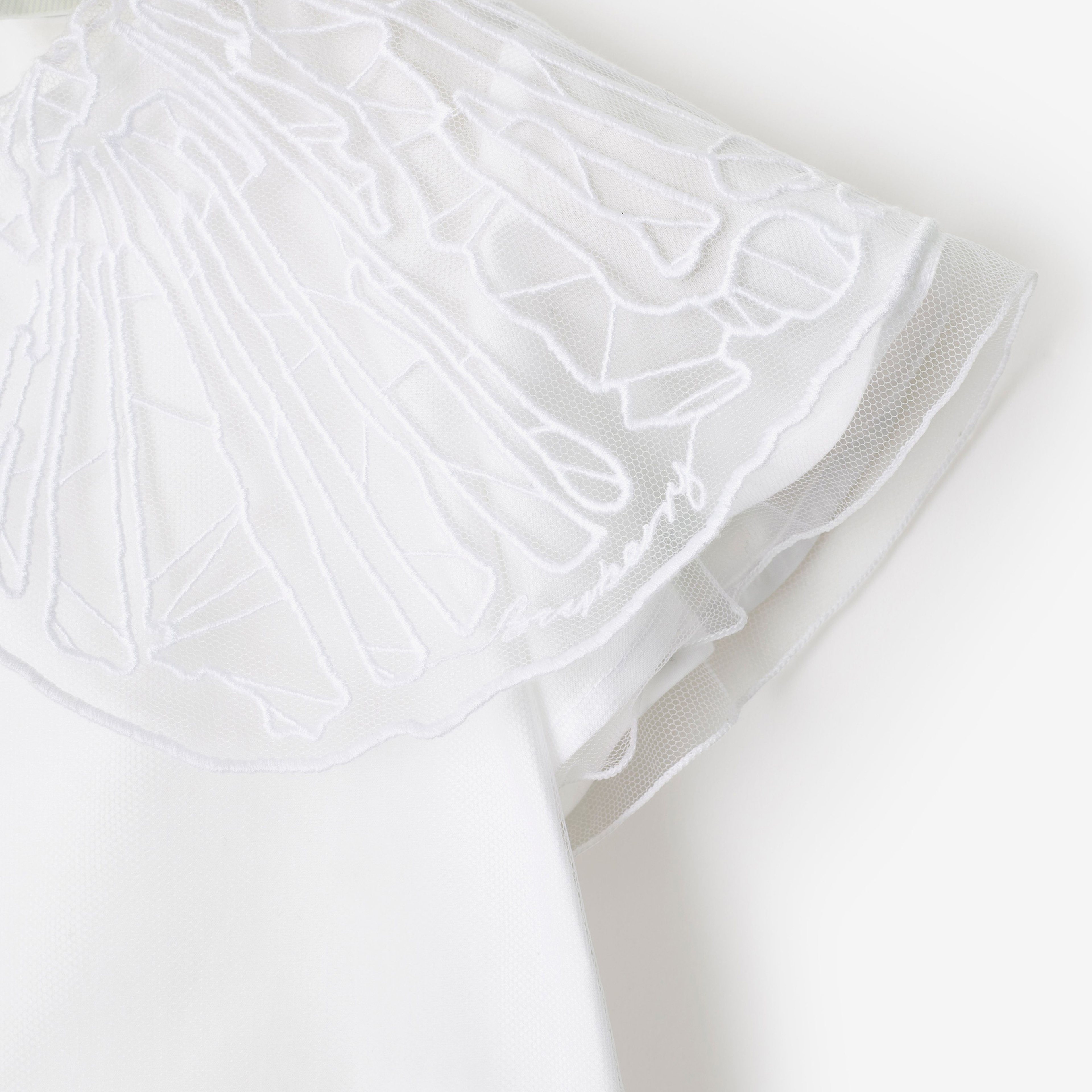 Burberry Shelly Tulle Collar Cotton Çocuk Beyaz Elbise