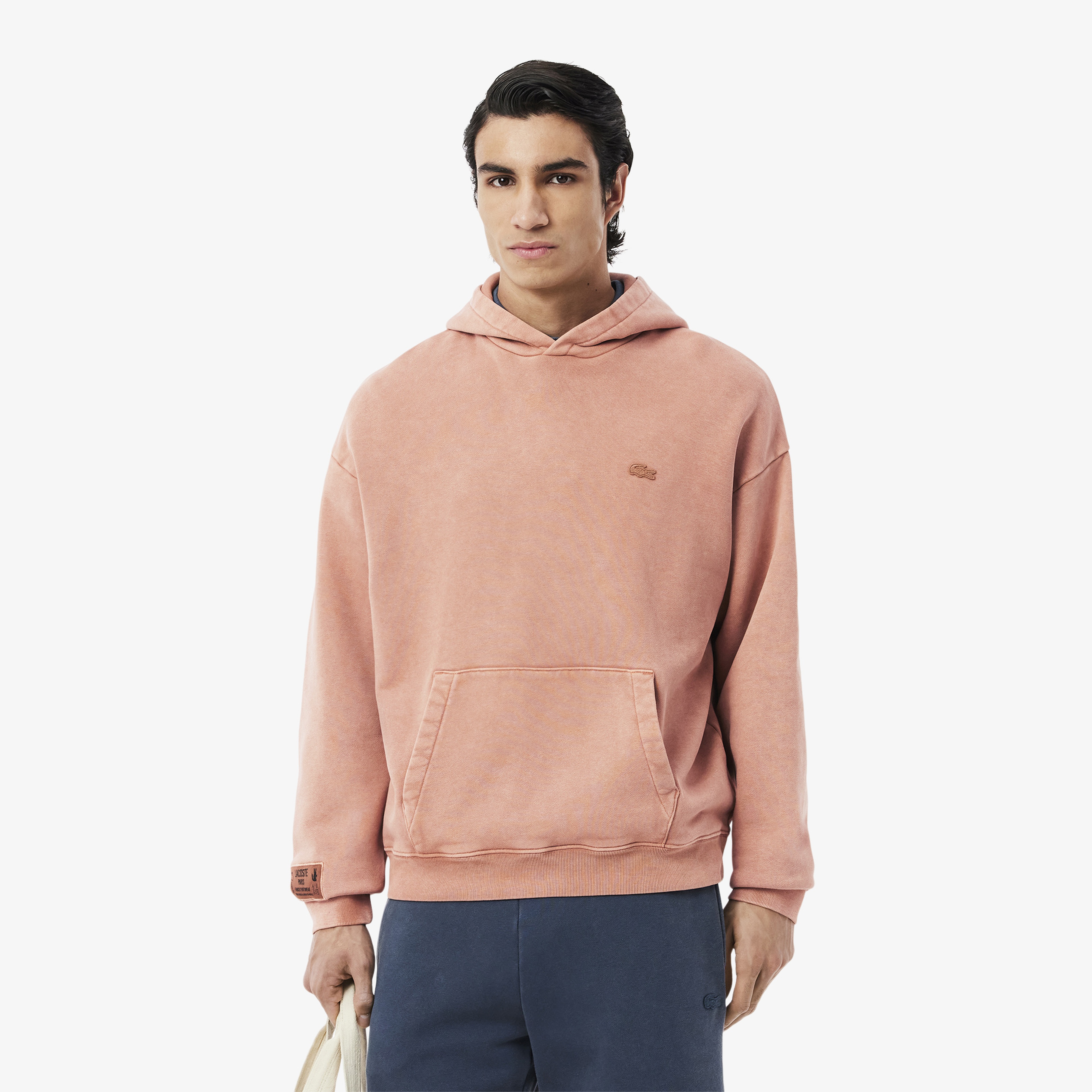 Erkek Loose Fit Kapüşonlu Kahverengi Sweatshirt