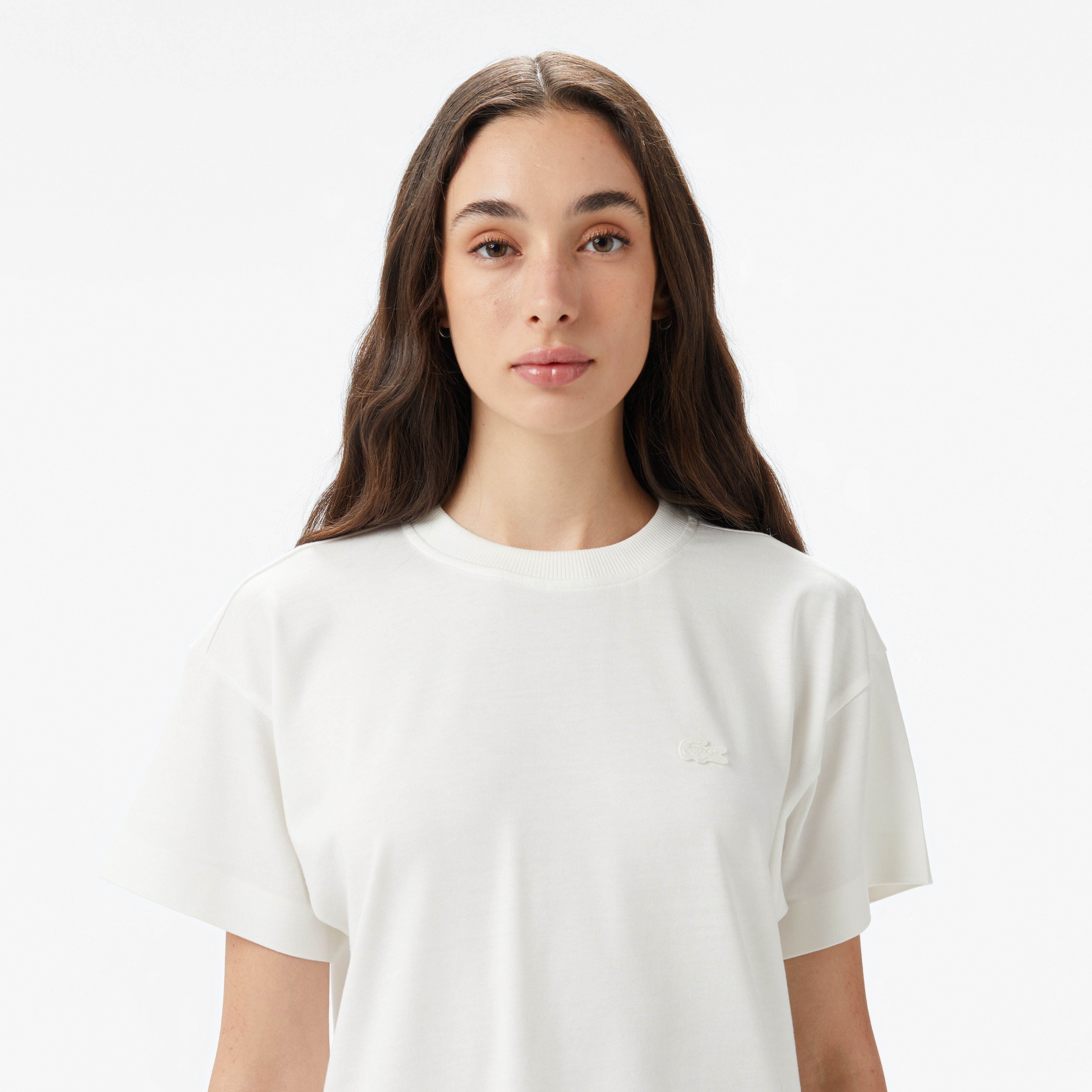 Kadın Loose Fit Bisiklet Yaka Beyaz T-Shirt