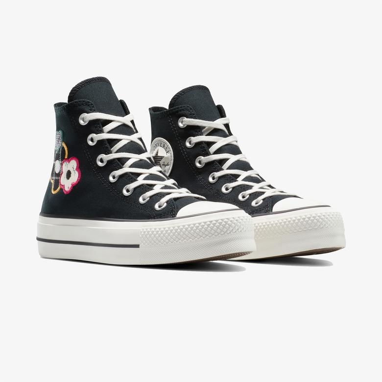 Converse Chuck Taylor All Star Lift Platform Floral Kadın Siyah Sneaker