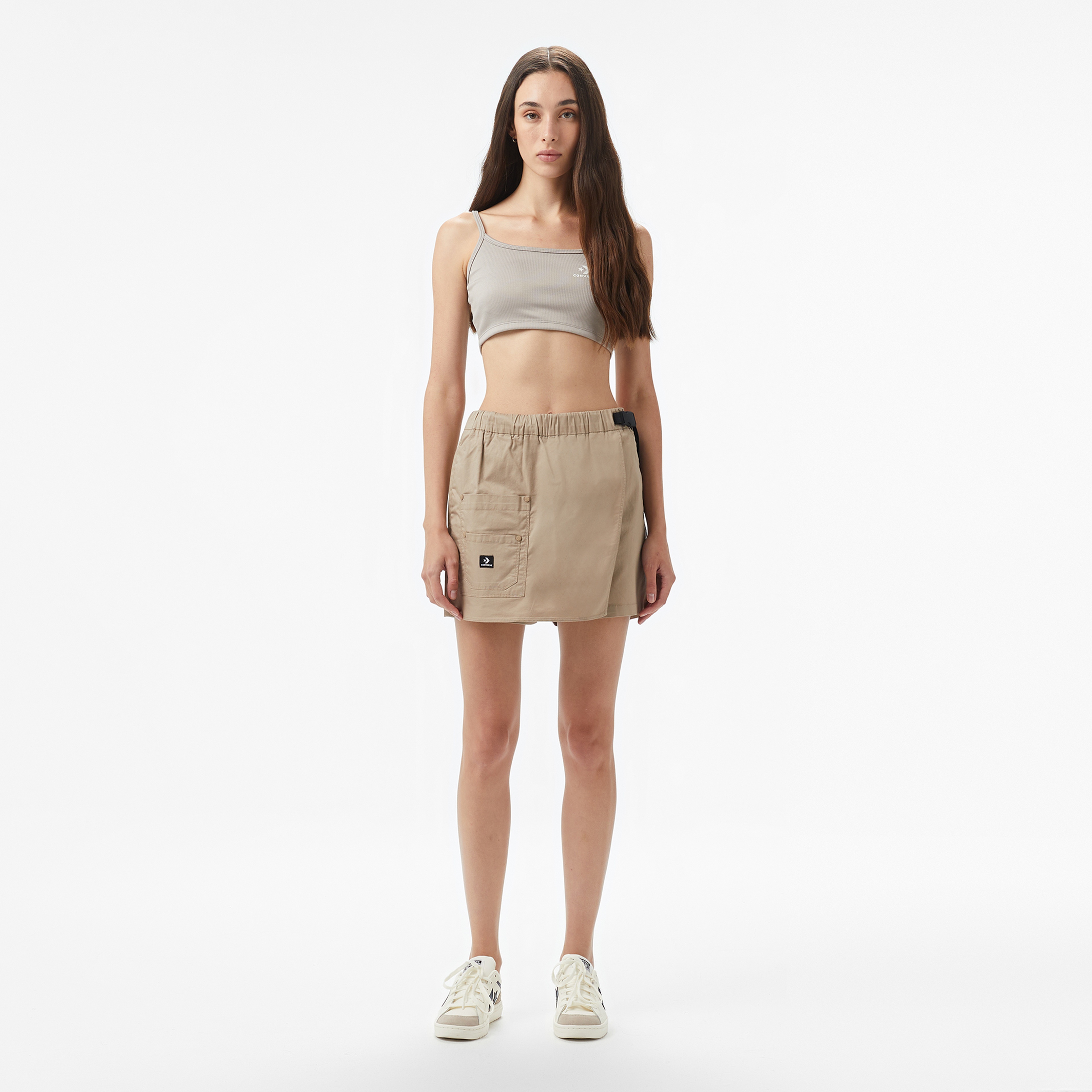 Converse Star Chevron Baskılı Kadın  Gri T-Shirt