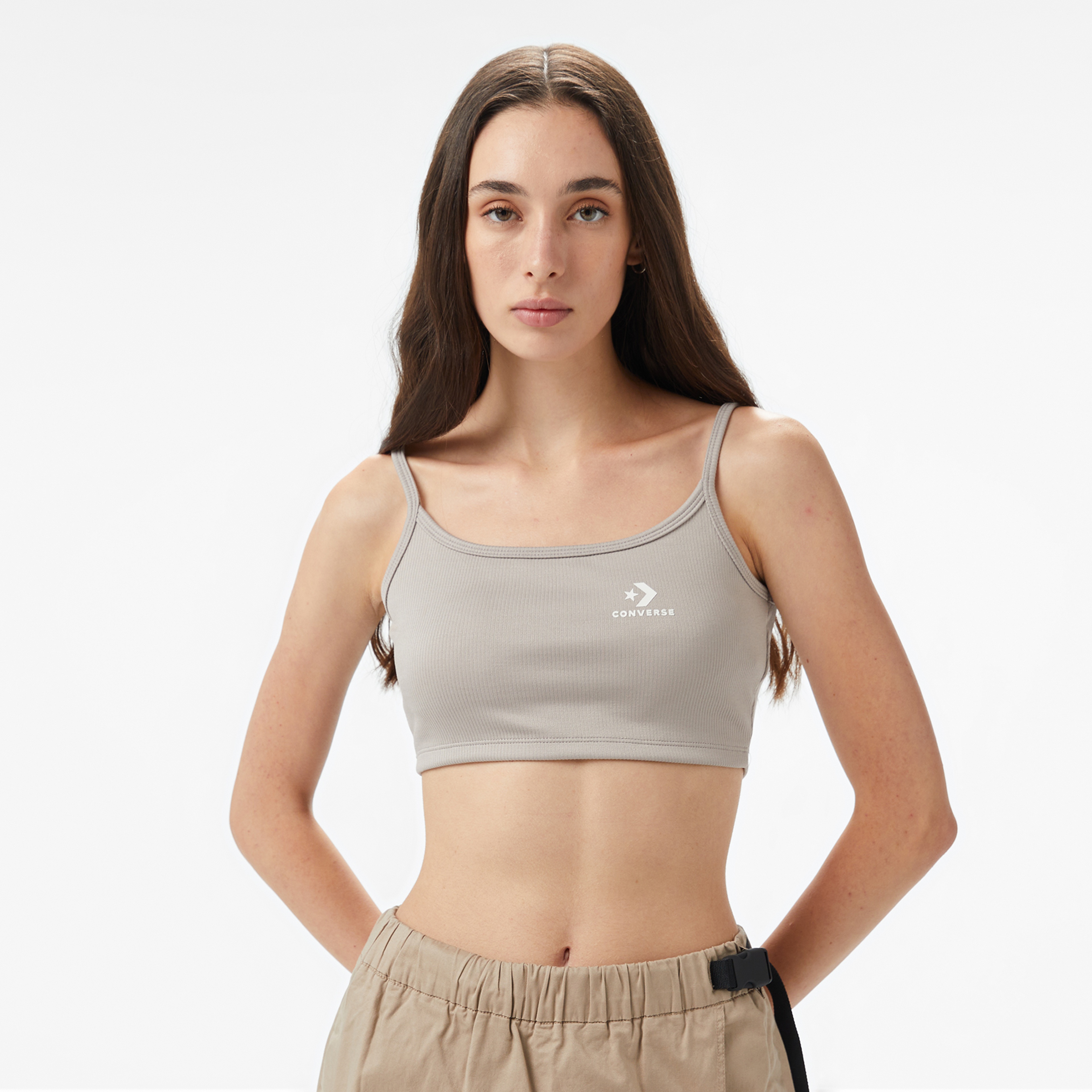 Converse Star Chevron Baskılı Kadın  Gri T-Shirt