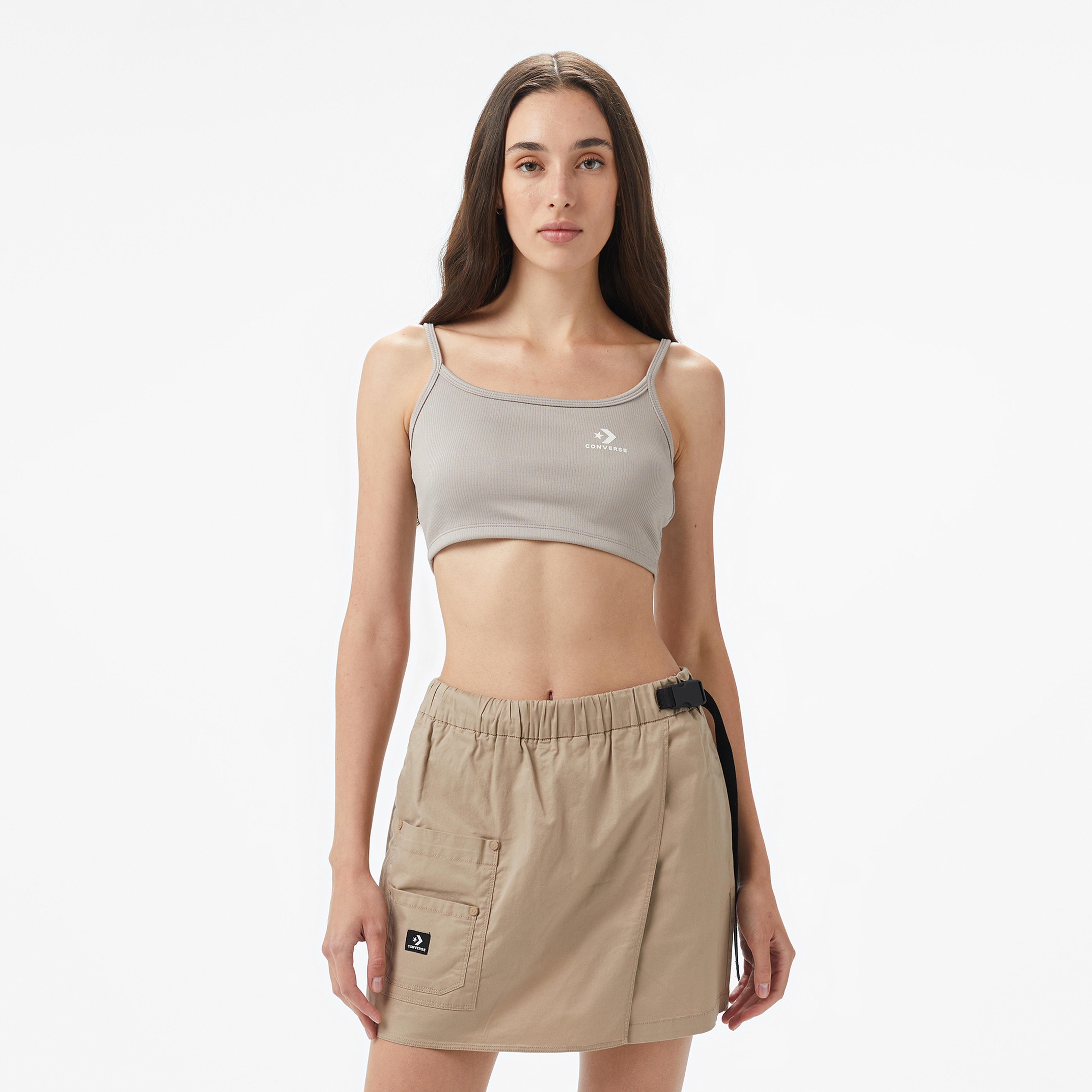 Converse Star Chevron Baskılı Kadın  Gri T-Shirt