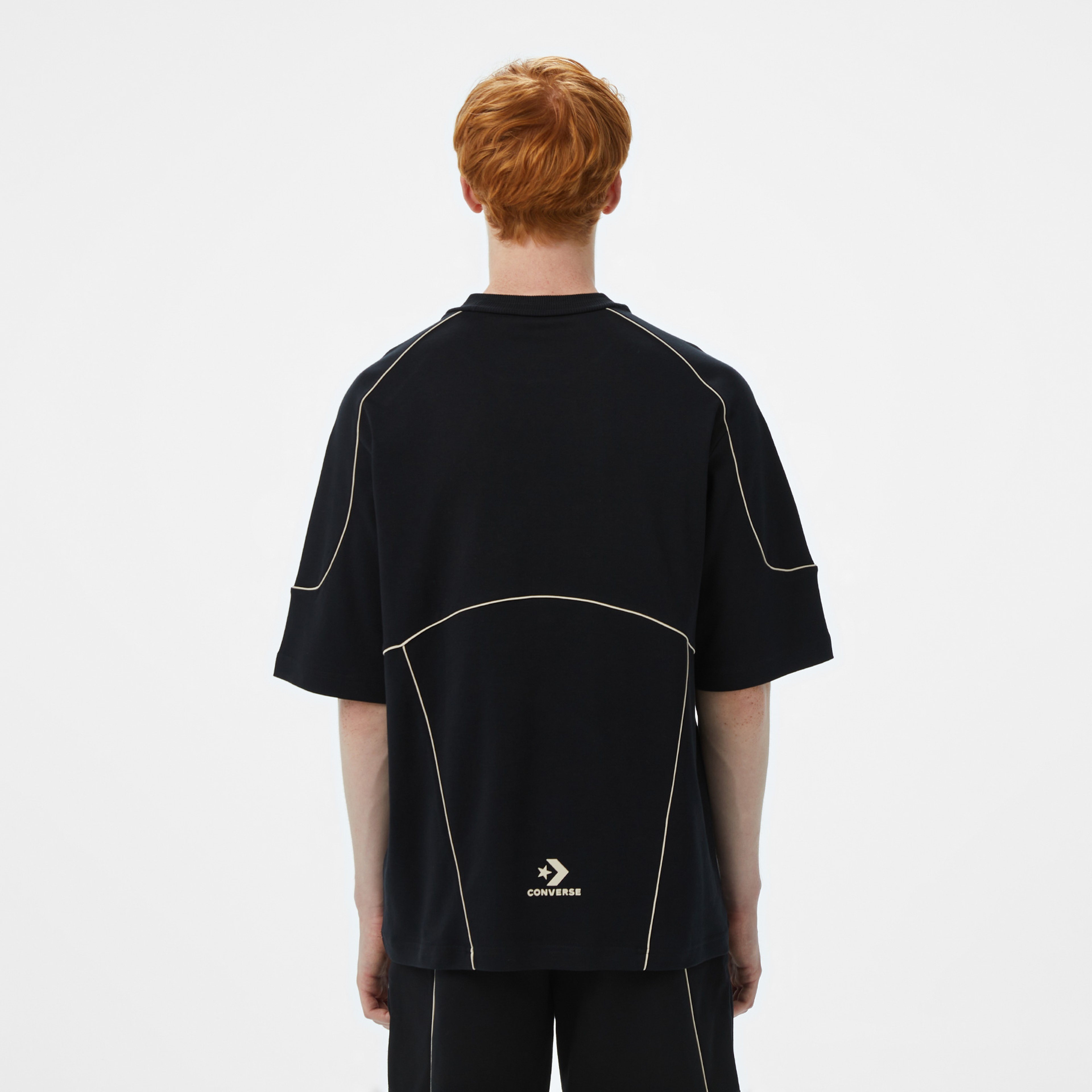 Converse Star Chevron Baskılı Erkek Oversize Fit Siyah T-Shirt