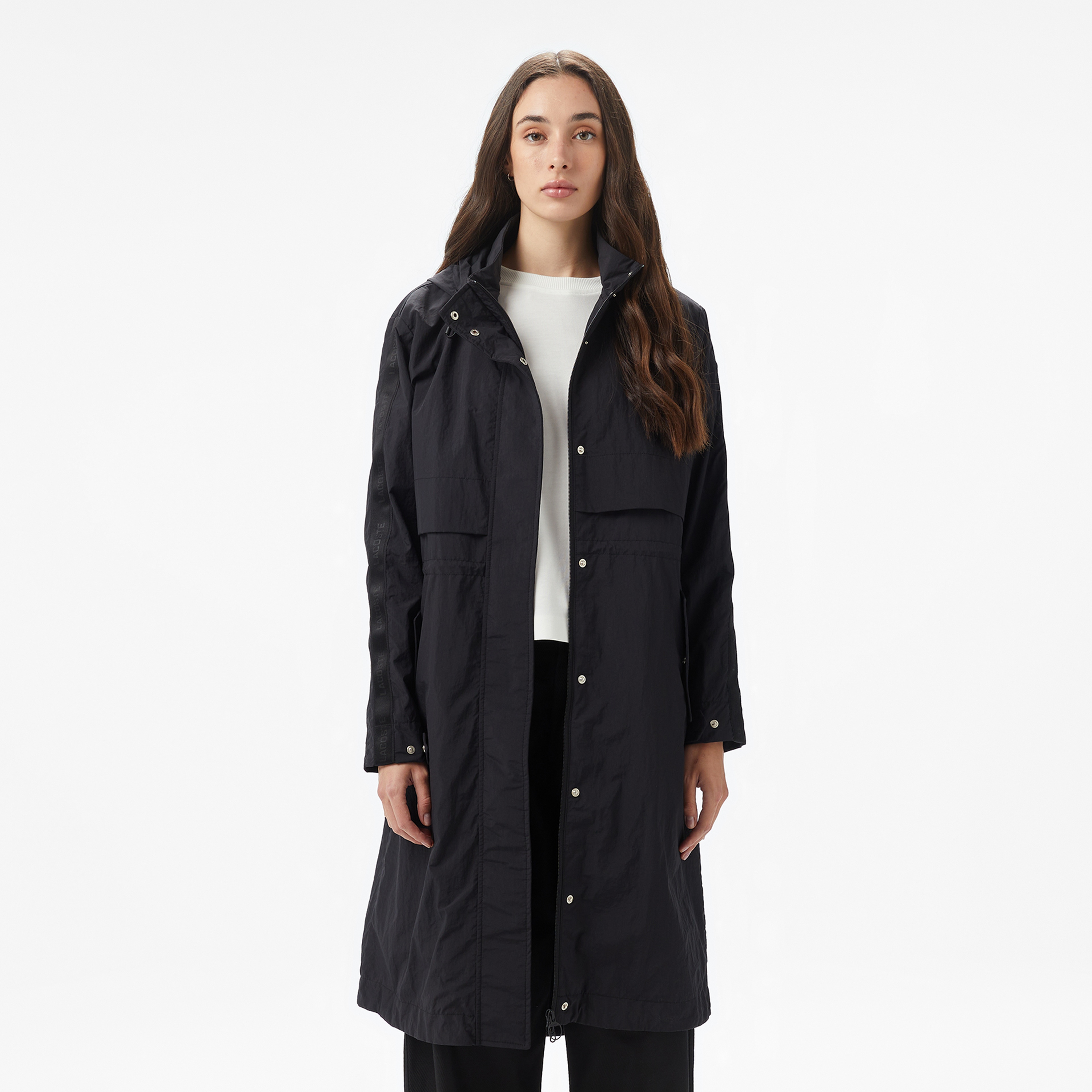 Lacoste Kadın Kapüşonlu Siyah Mont