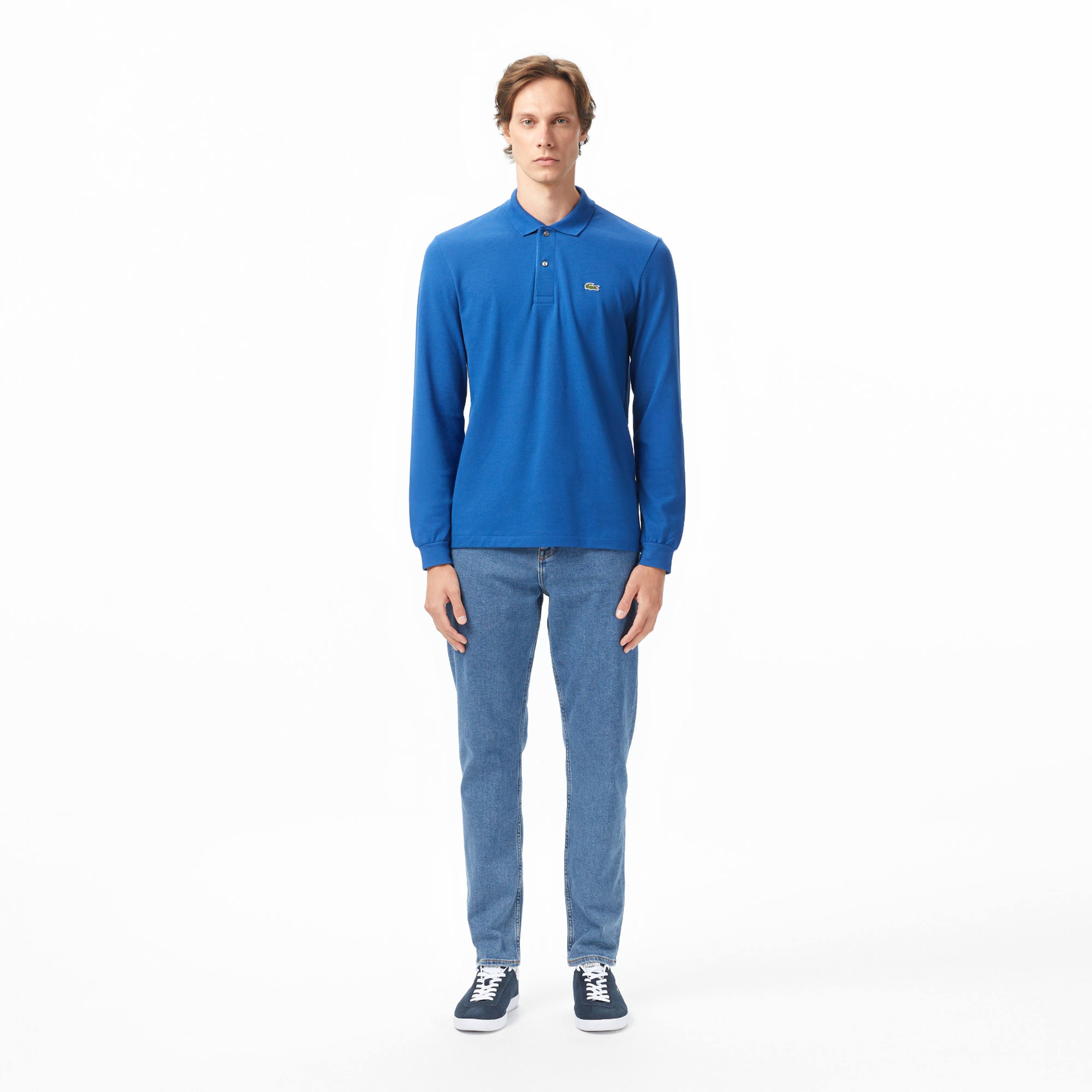 L.12.12 Erkek Classic Fit Uzun Kollu Koyu Mavi Polo