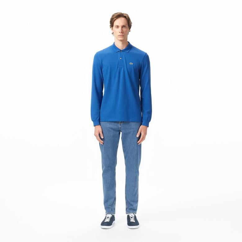 L.12.12 Erkek Classic Fit Uzun Kollu Koyu Mavi Polo