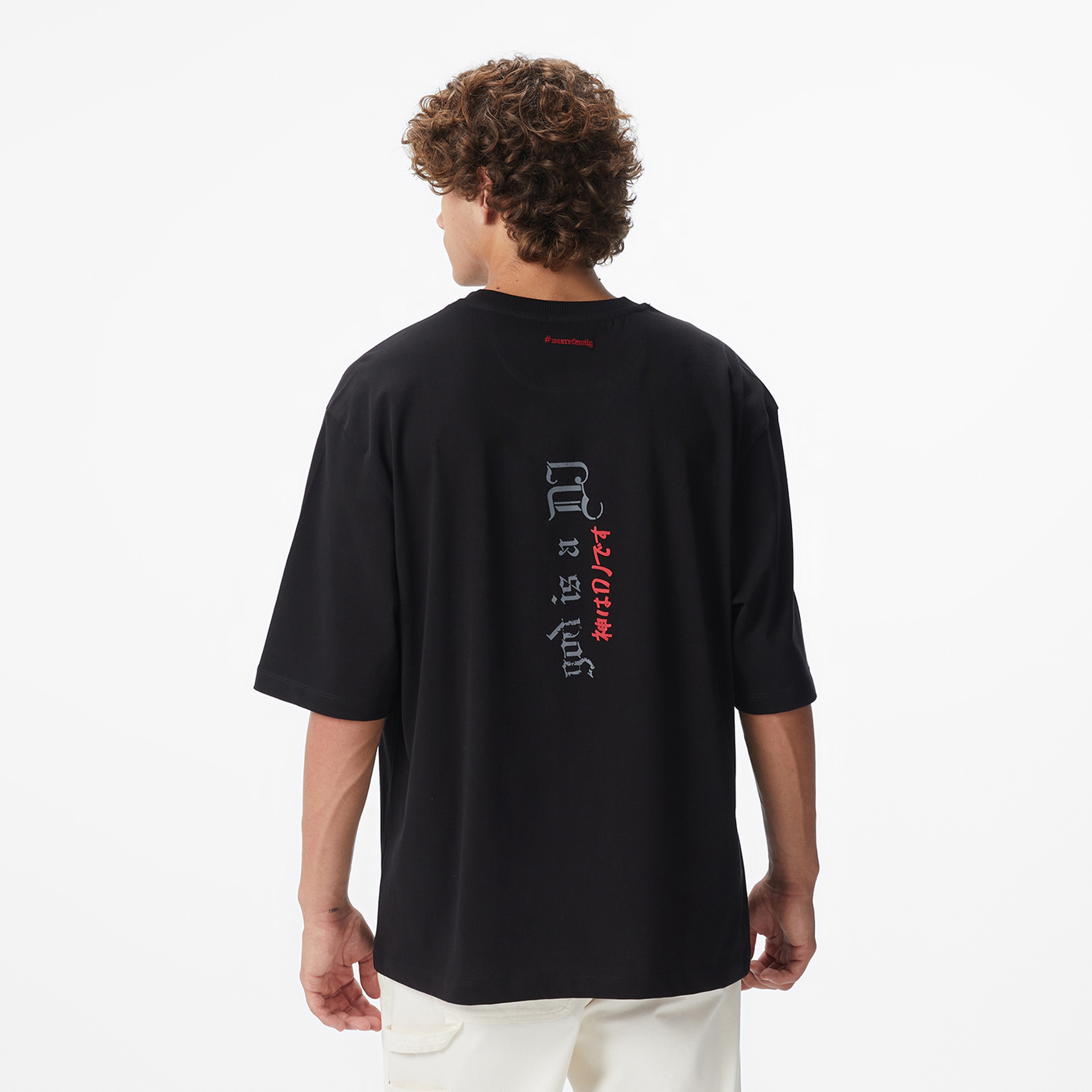 UNITED4 x Monkey Project Comfort Fit Erkek Siyah T-Shirt