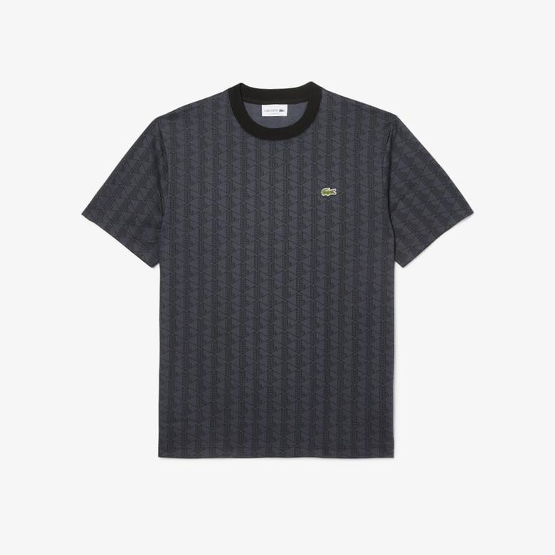 Lacoste Monogram Jersey Erkek Gri T-Shirt