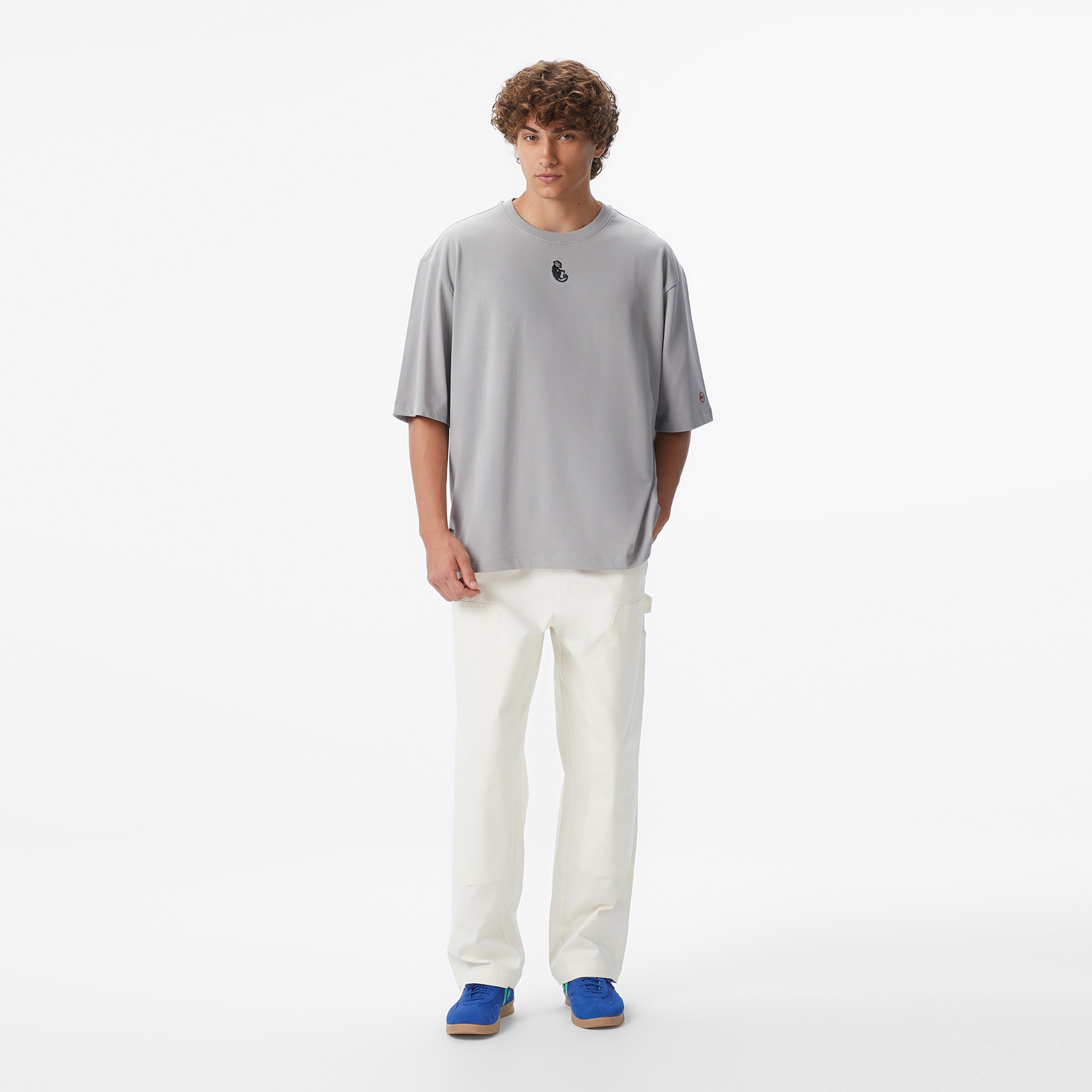 UNITED4 x Monkey Project Comfort Fit Erkek Gri T-Shirt