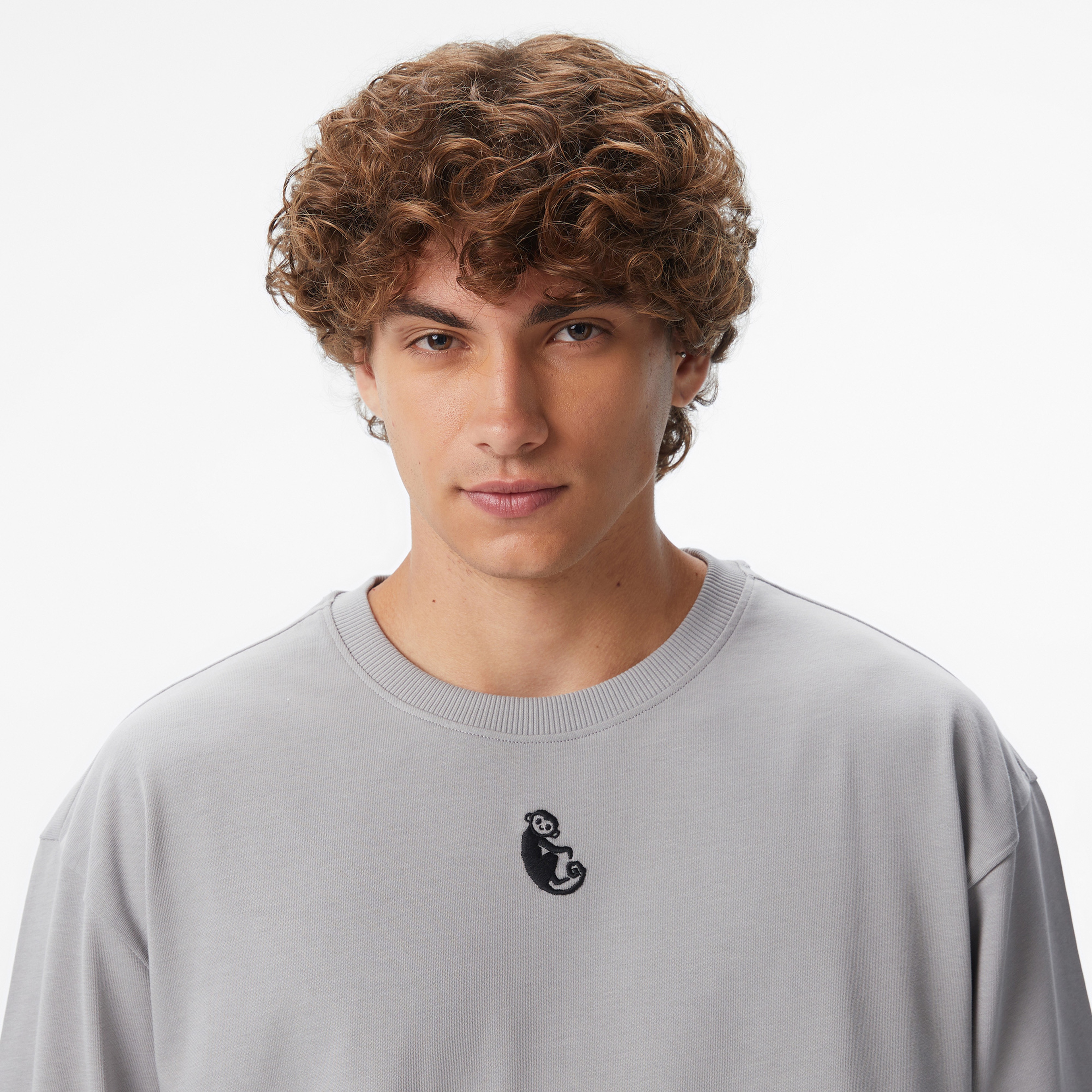 UNITED4 x Monkey Project Comfort Fit Erkek Gri T-Shirt