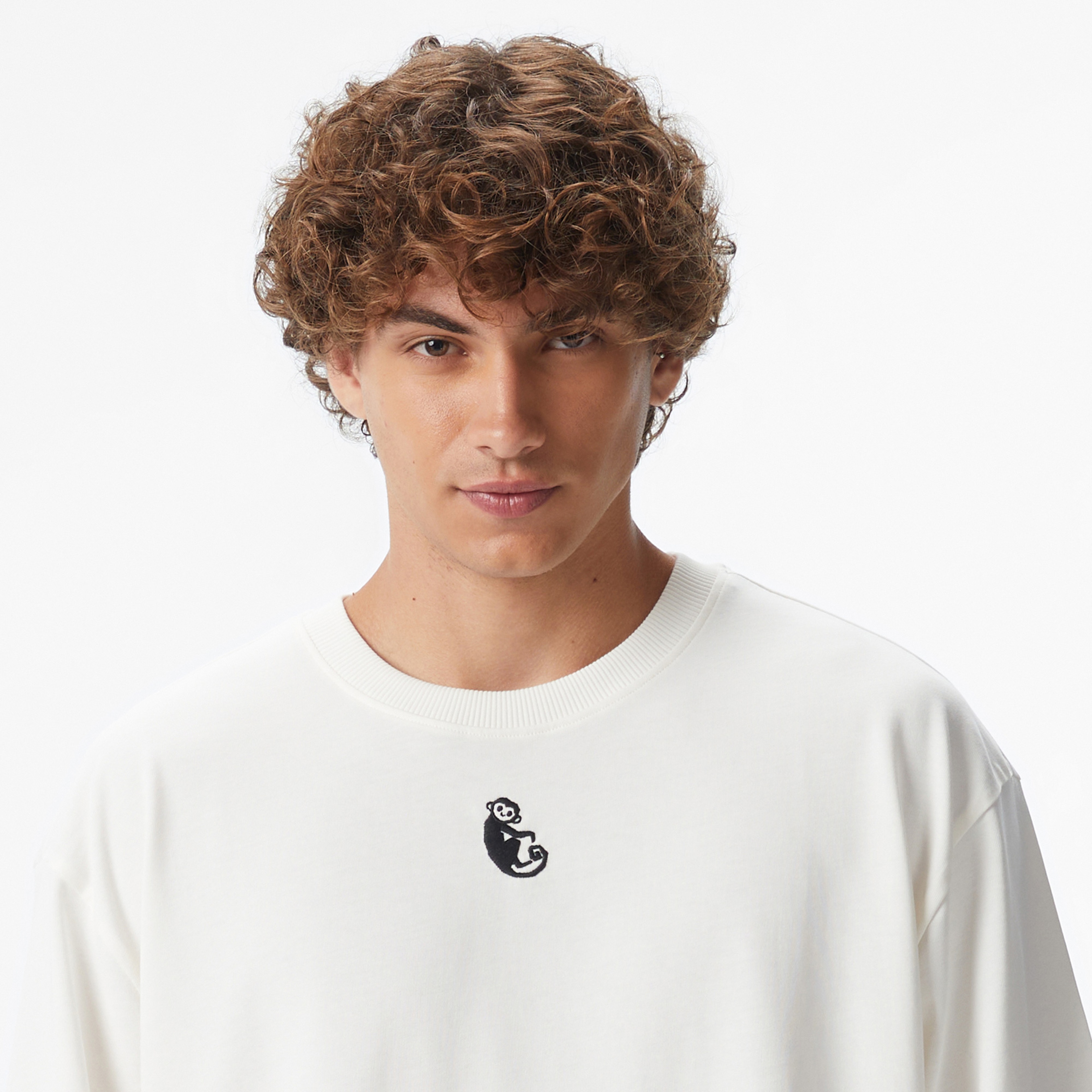 UNITED4 x Monkey Project Comfort Fit Erkek Krem T-Shirt