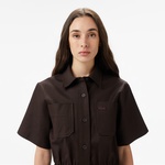 Kadın Classic Fit Kısa Kollu Kahverengi Elbise