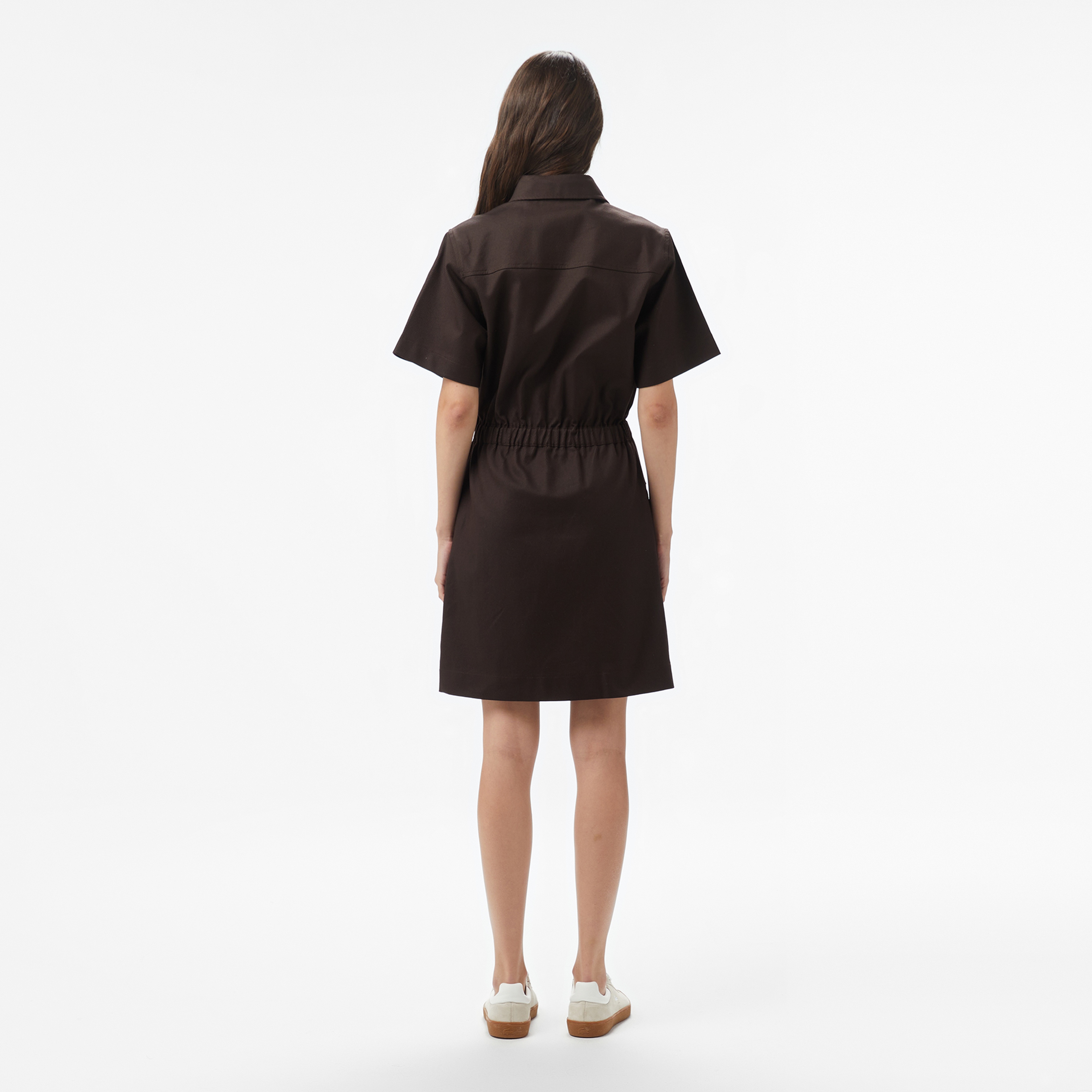 Lacoste Kadın Classic Fit Kısa Kollu Kahverengi Elbise