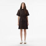 Kadın Classic Fit Kısa Kollu Kahverengi Elbise