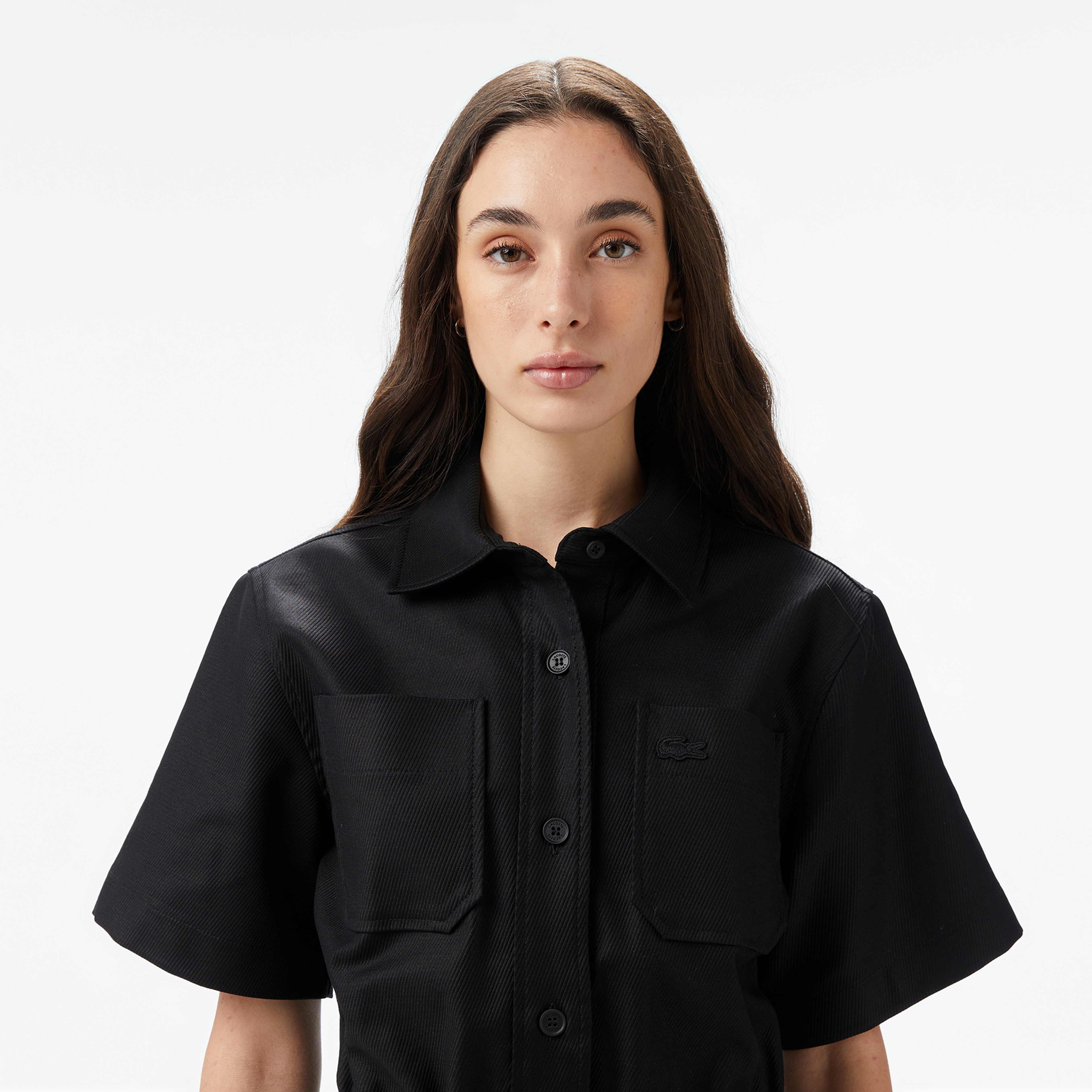 Lacoste Kadın Classic Fit Kısa Kollu Siyah Elbise