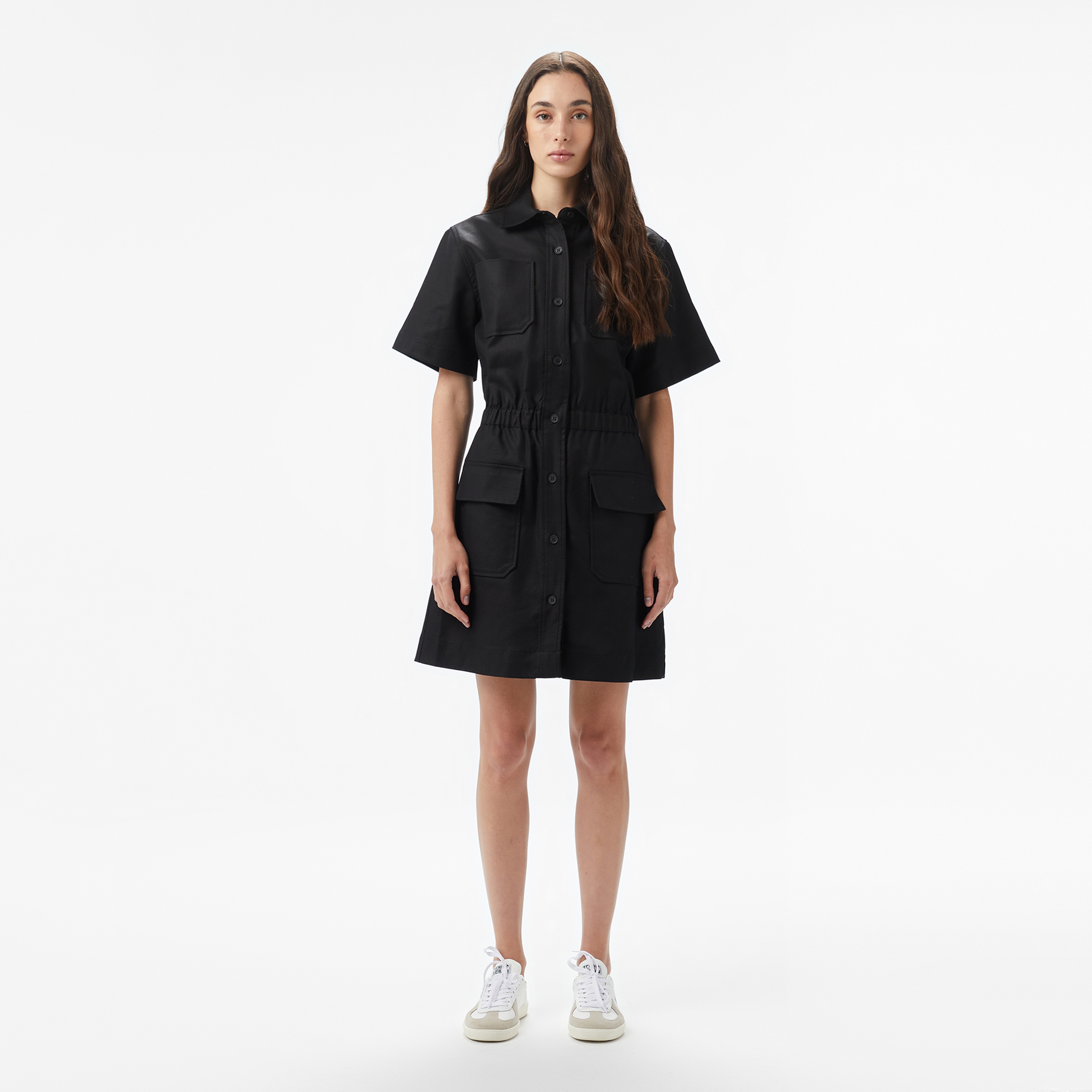 Lacoste Kadın Classic Fit Kısa Kollu Siyah Elbise