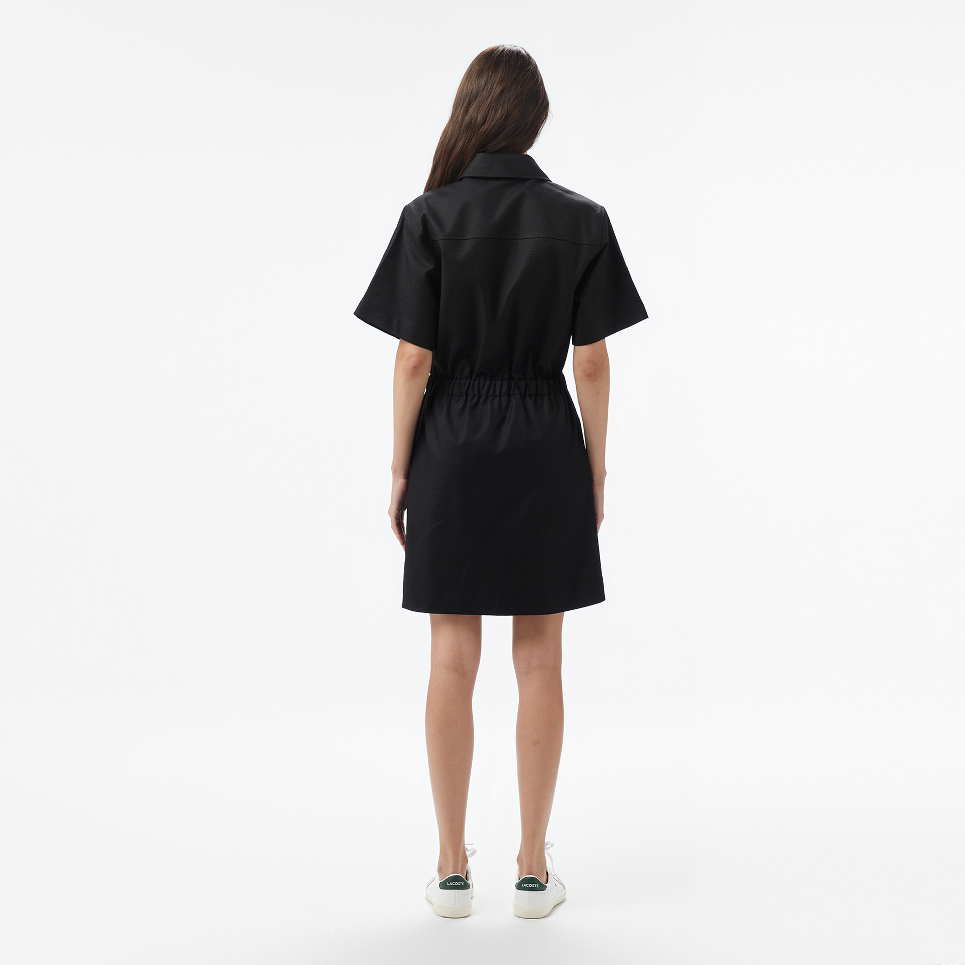 Lacoste Kadın Classic Fit Kısa Kollu Siyah Elbise