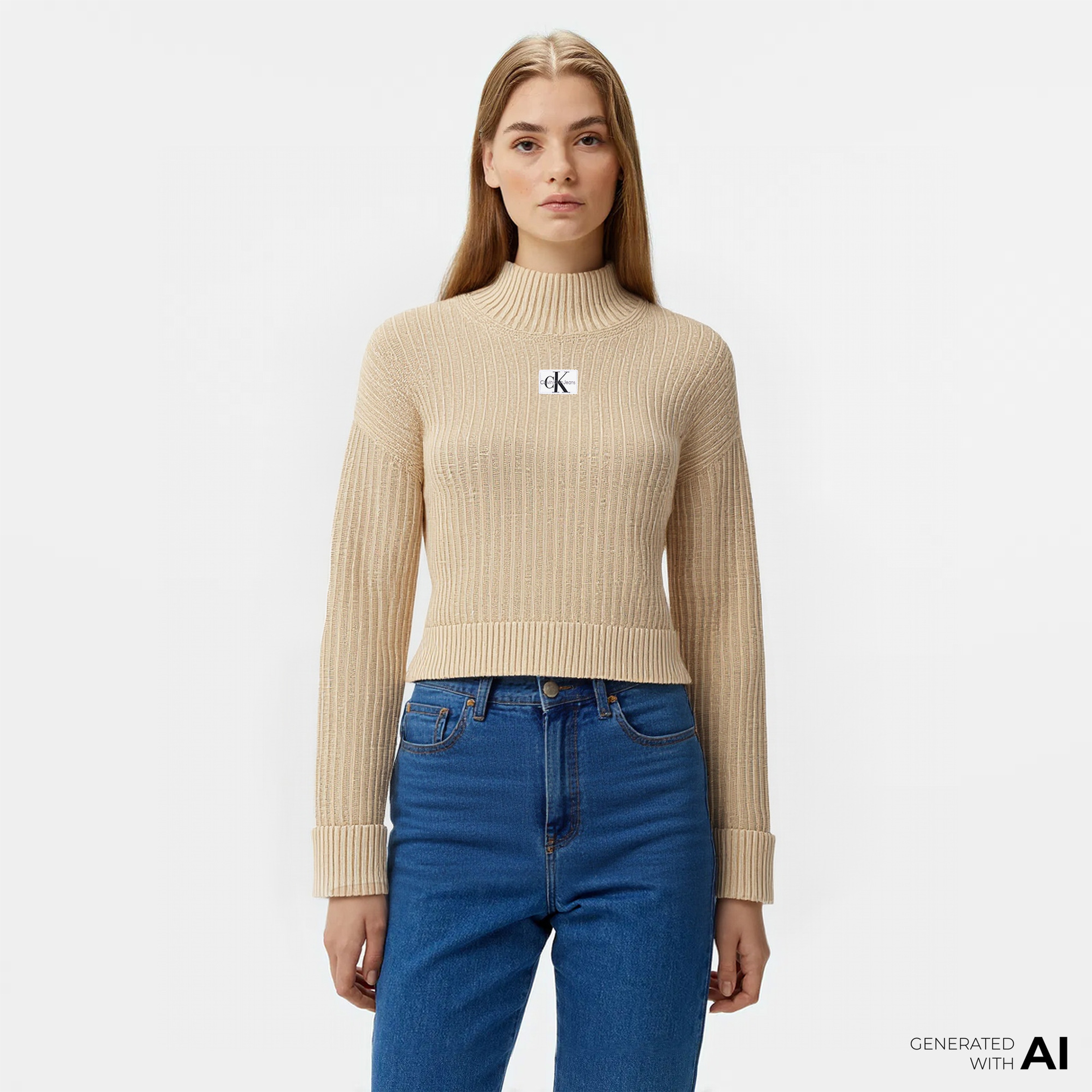 Calvin Klein Kadın Bej Triko