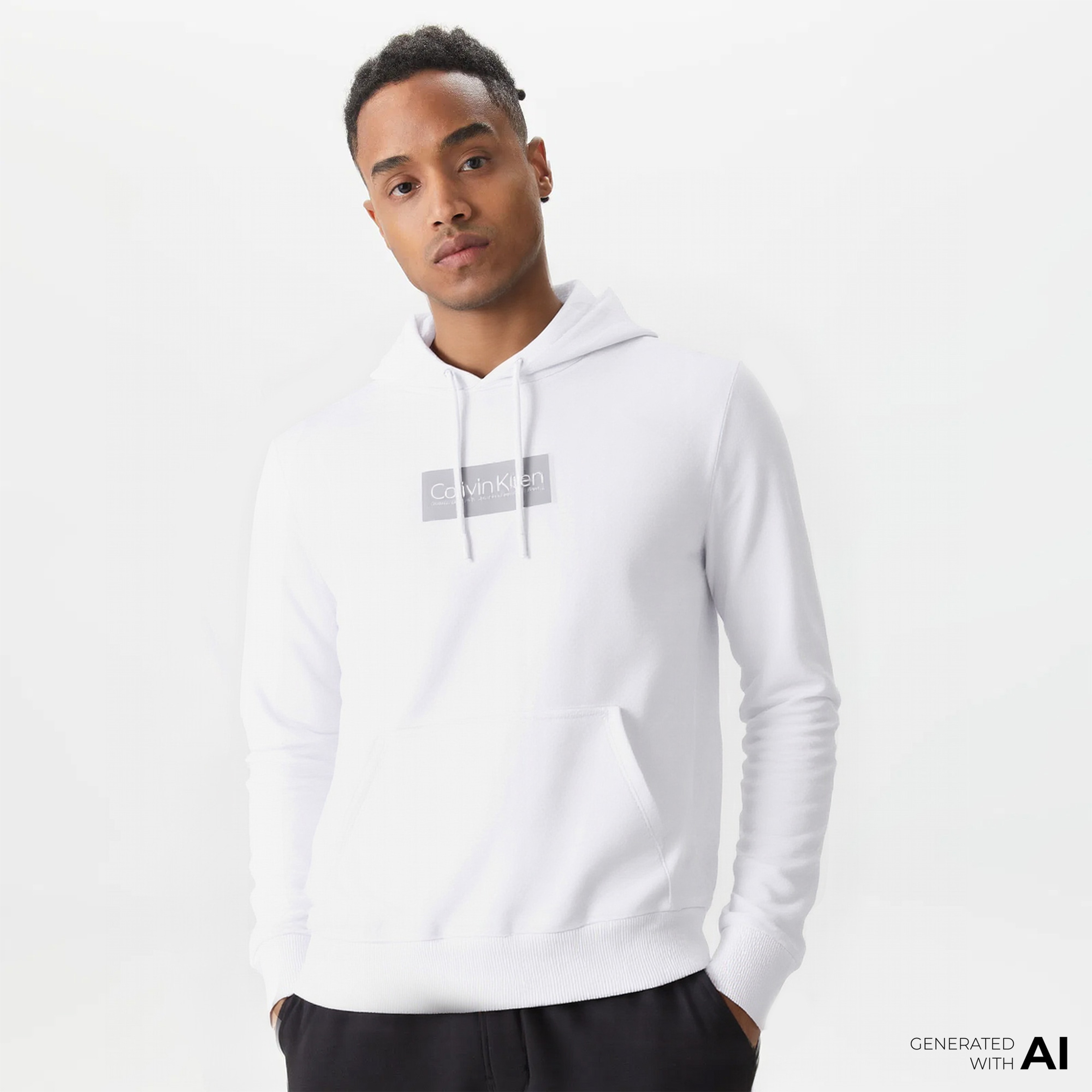 Calvin Klein Erkek Beyaz Sweatshirt