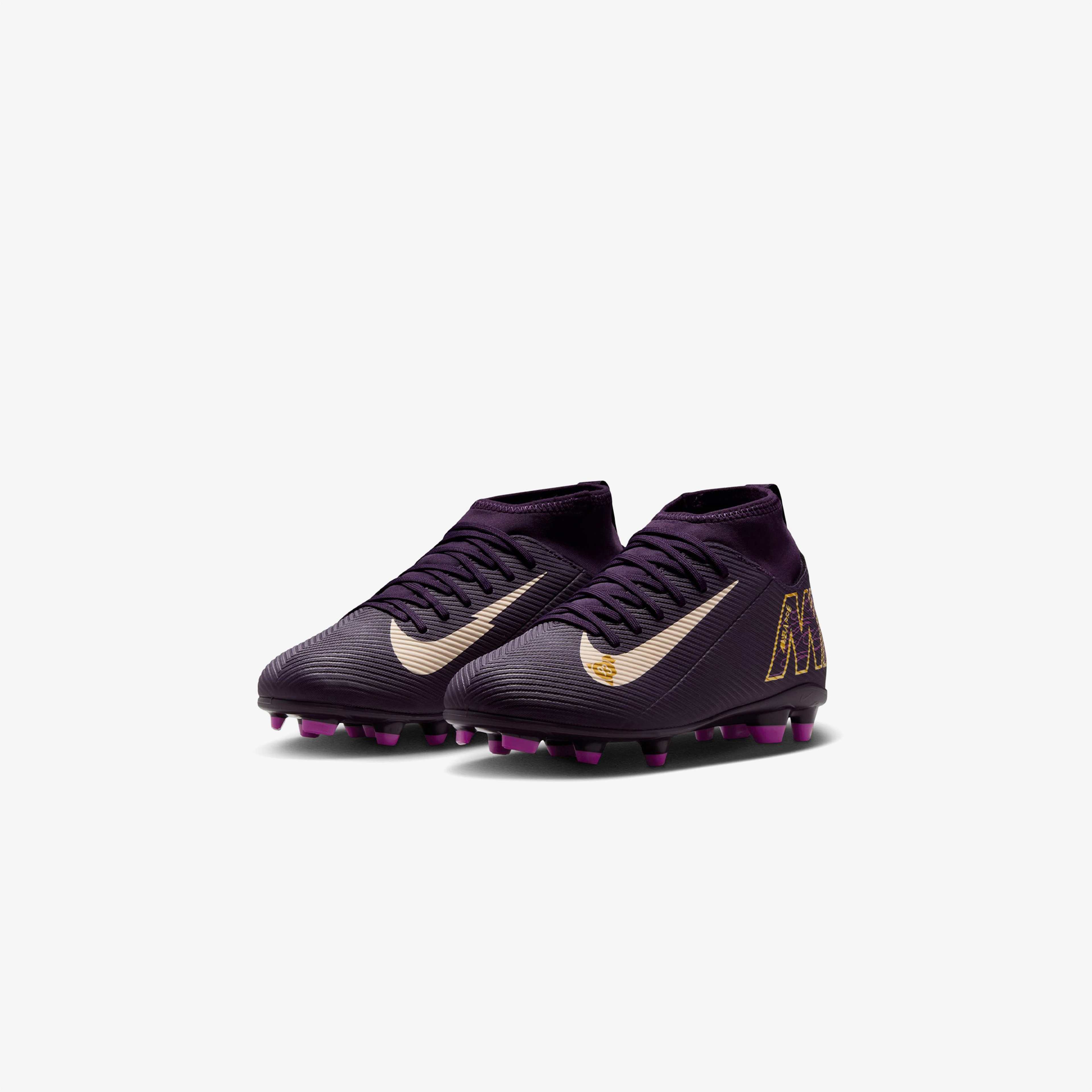 Nike Jr. Mercurial Superfly 10 Club "Kylian Mbappe" Çocuk Mor Çim Saha Kramponu