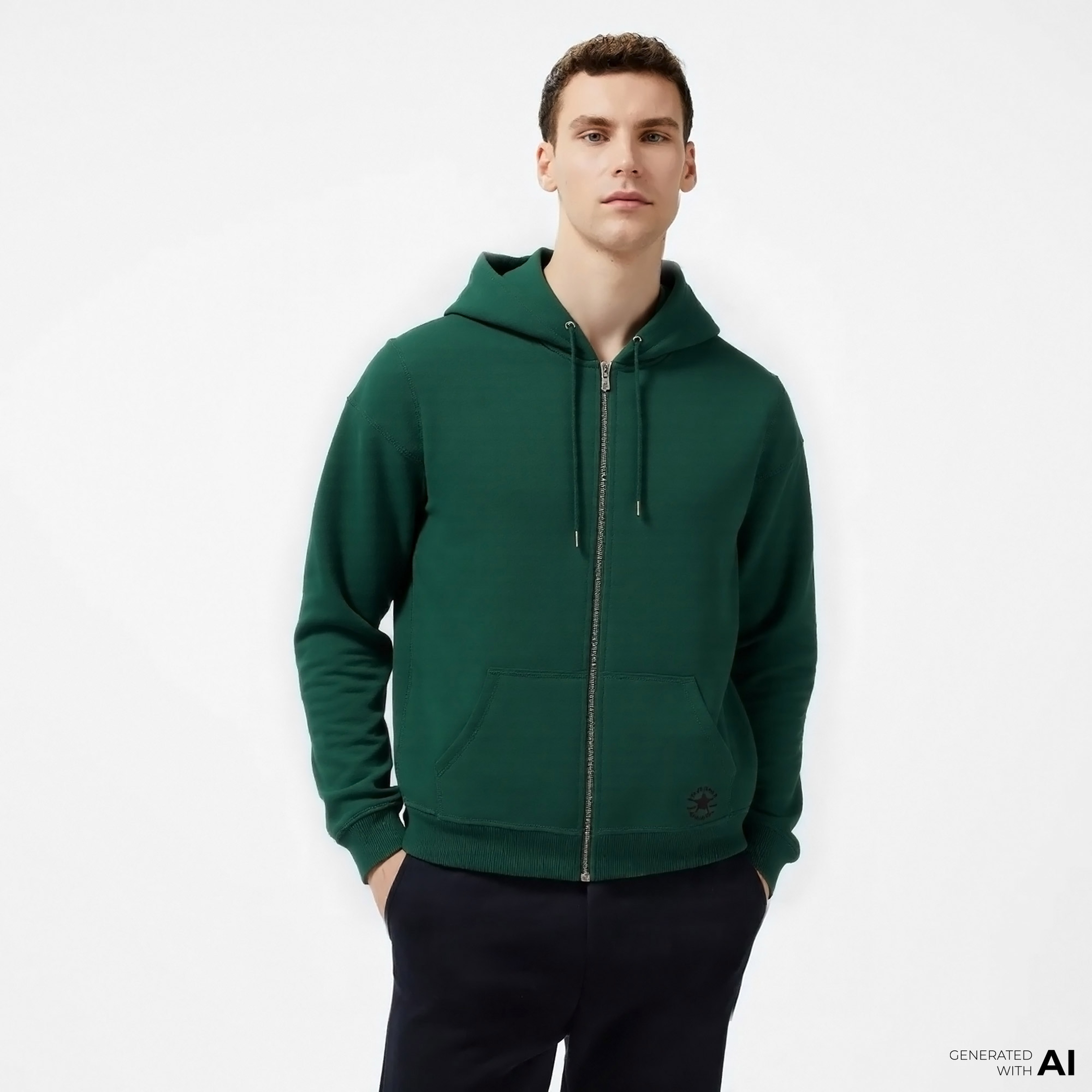 Converse Go-To Star Chevron Unisex Yeşil Hoodie