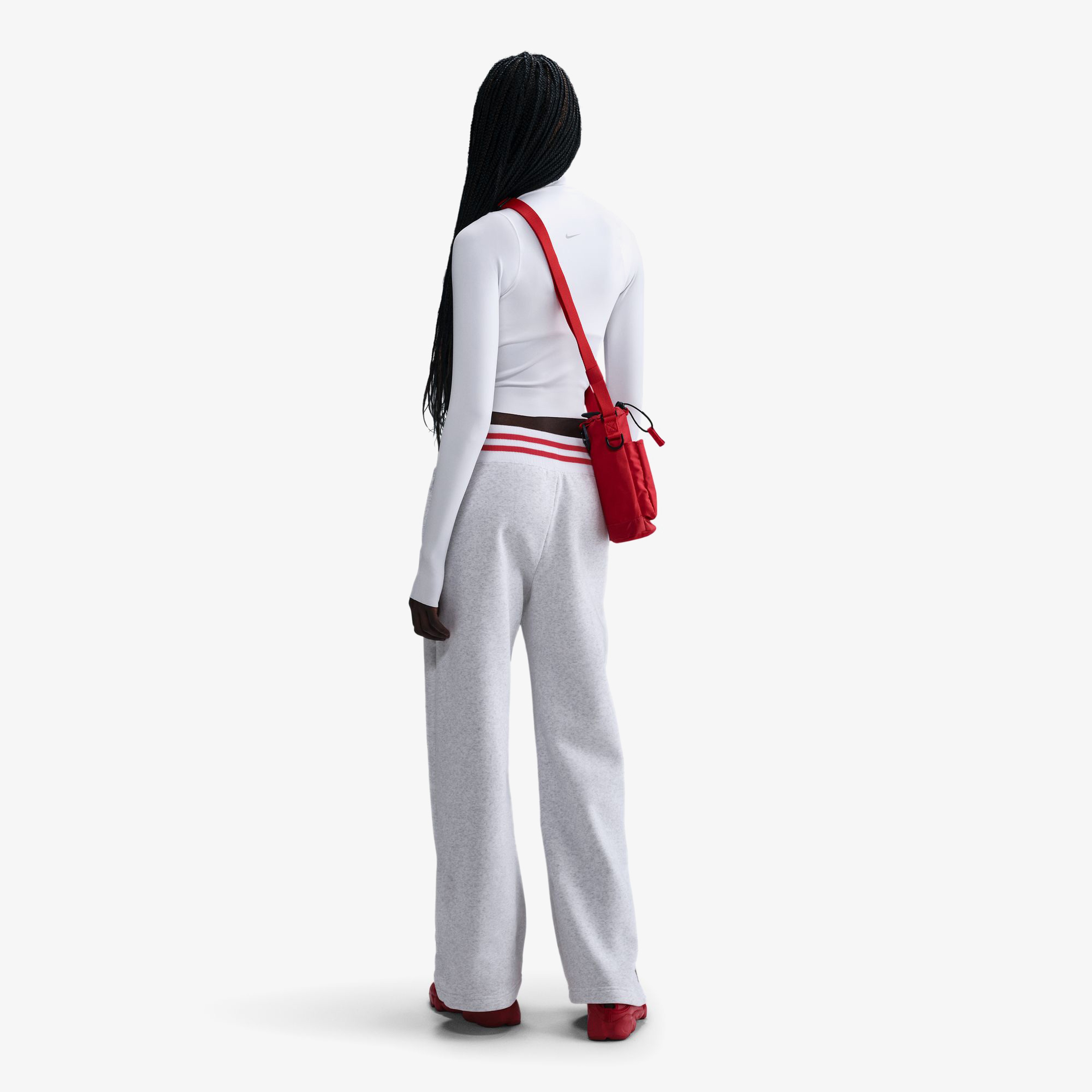 Nike Phoenix Fleece Wide Leg Kadın Beyaz Eşofman Altı