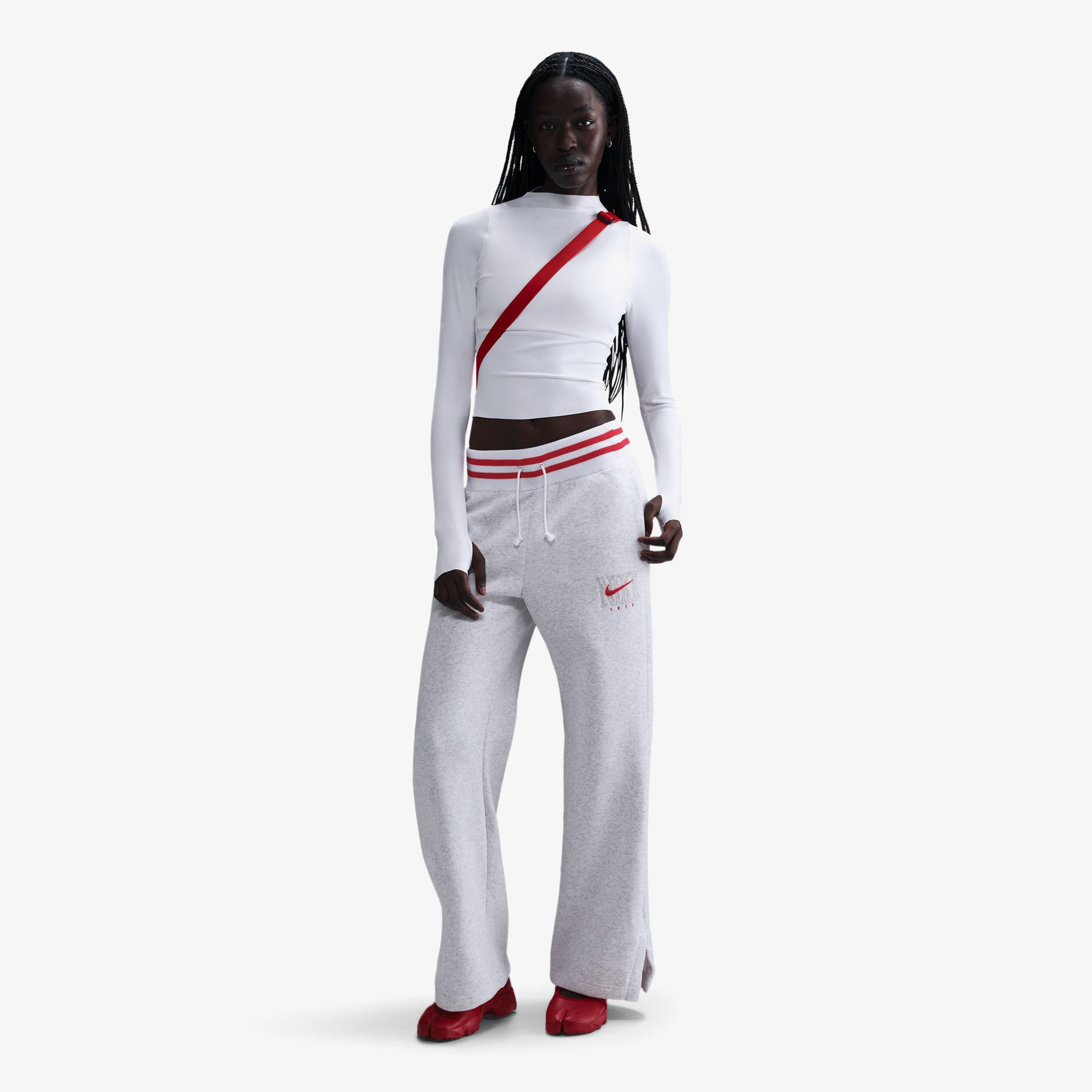 Nike Phoenix Fleece Wide Leg Kadın Beyaz Eşofman Altı