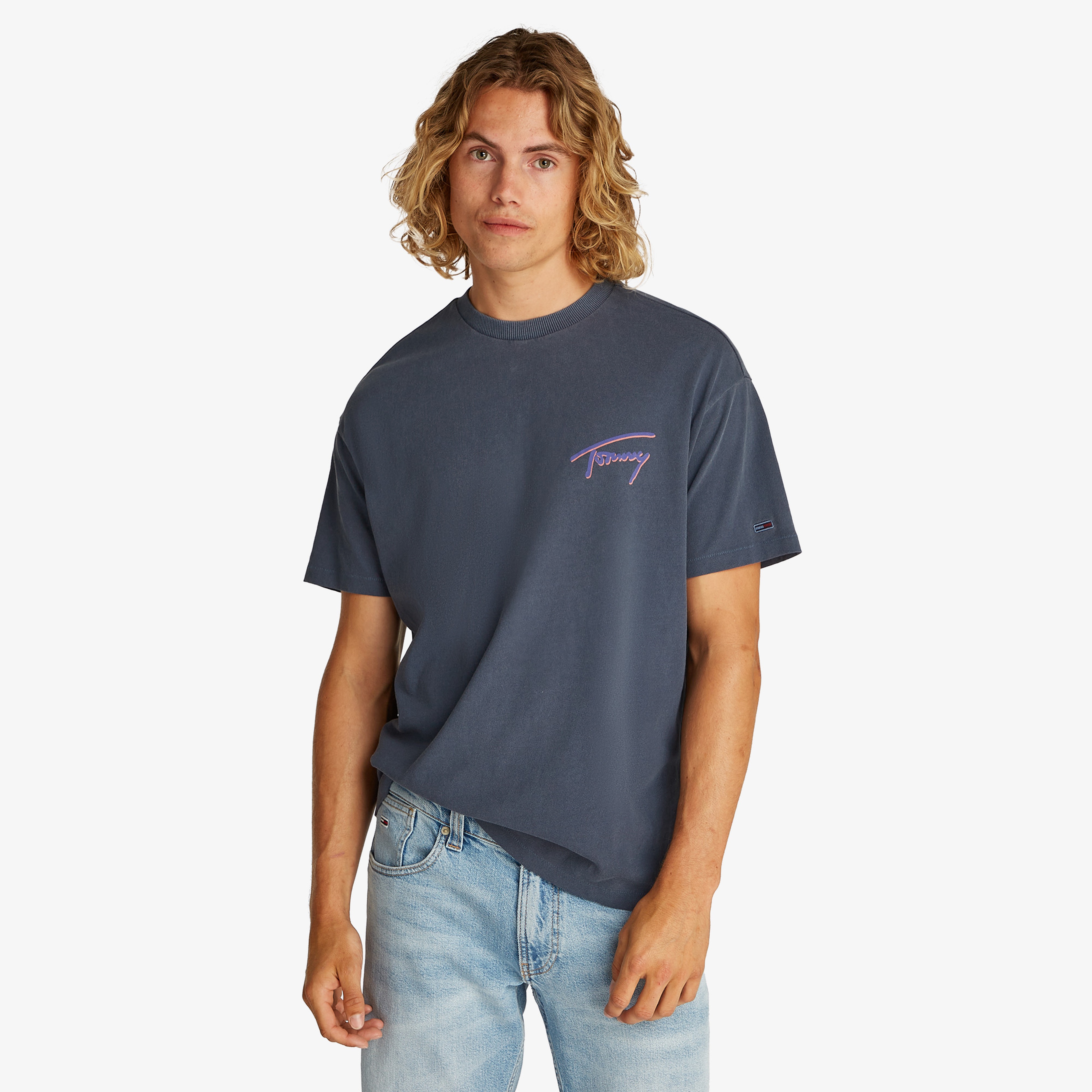 Tommy Jeans Faded Graphic Erkek Mavi T-Shirt