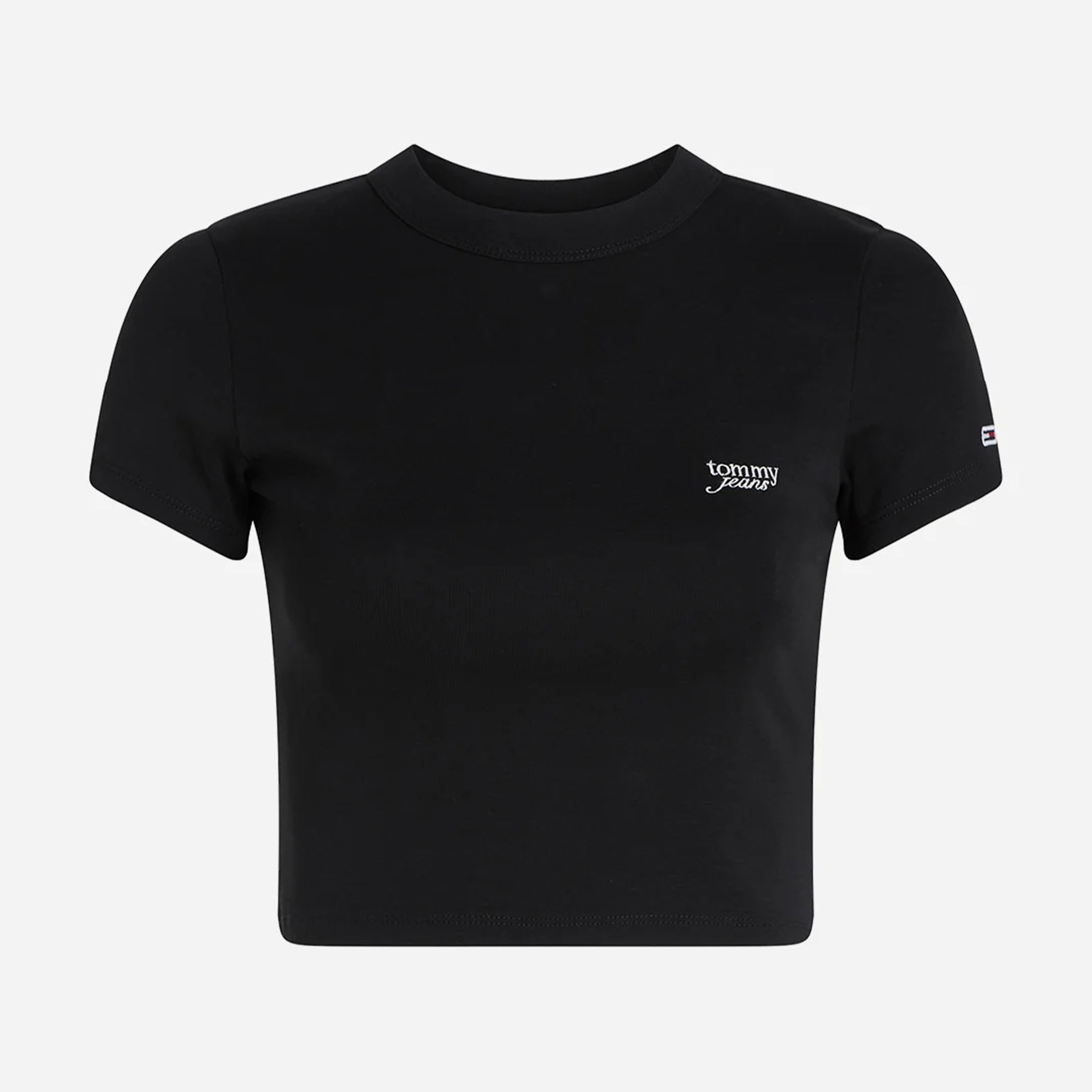 Tommy Jeans Slim Cropped Script Kadın Siyah T-Shirt