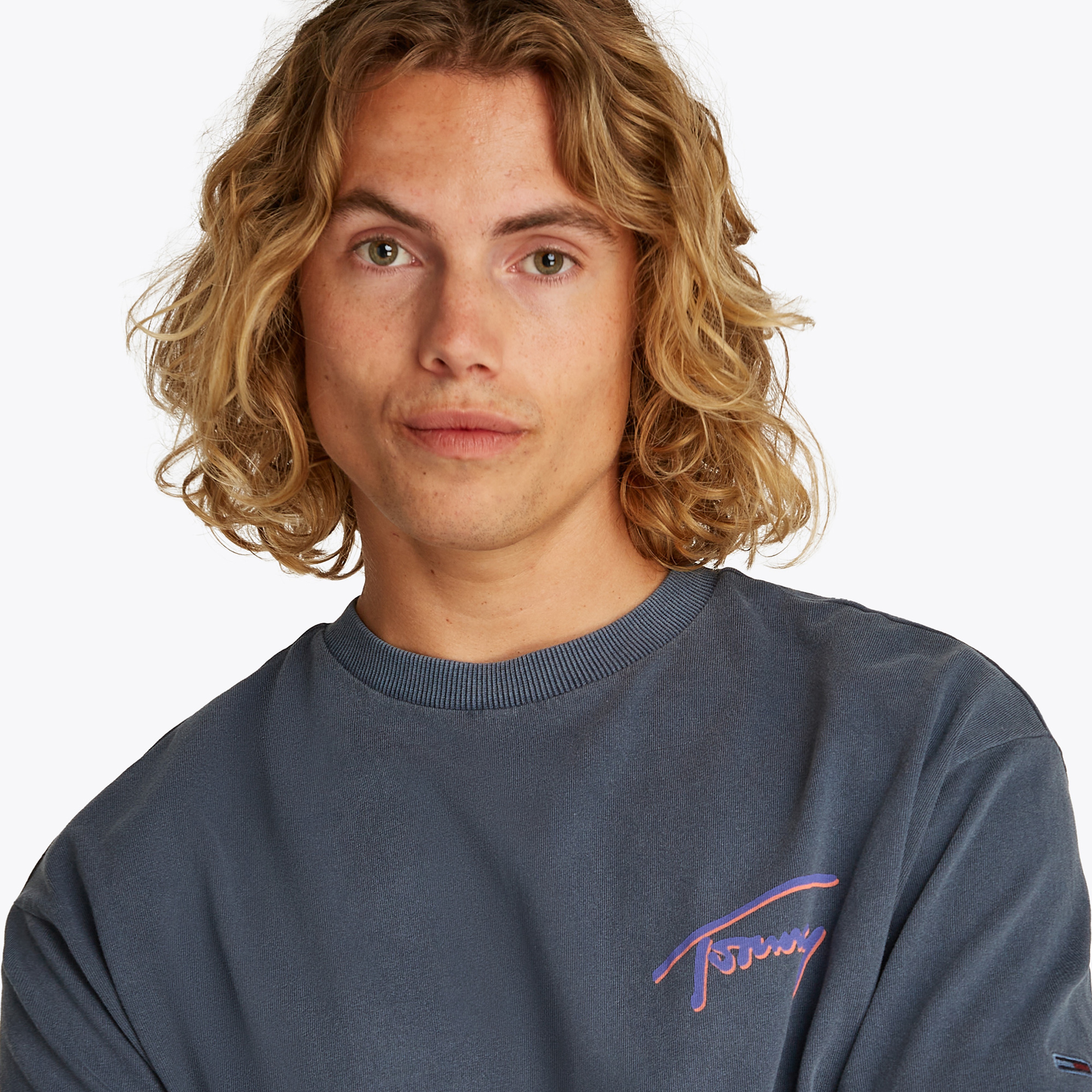 Tommy Jeans Faded Graphic Erkek Mavi T-Shirt