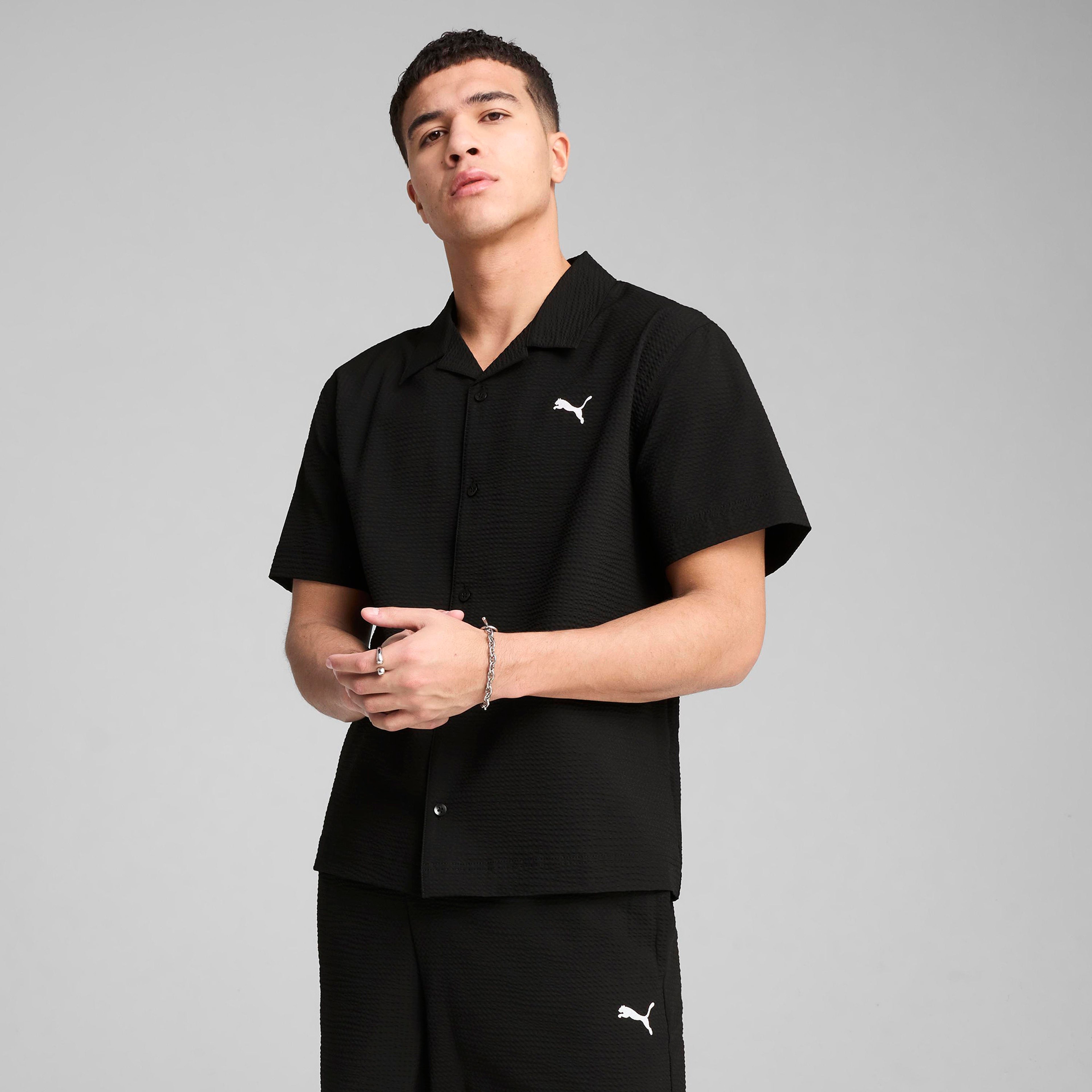 Puma Wardrobe Ess Relaxed Erkek Siyah Gömlek